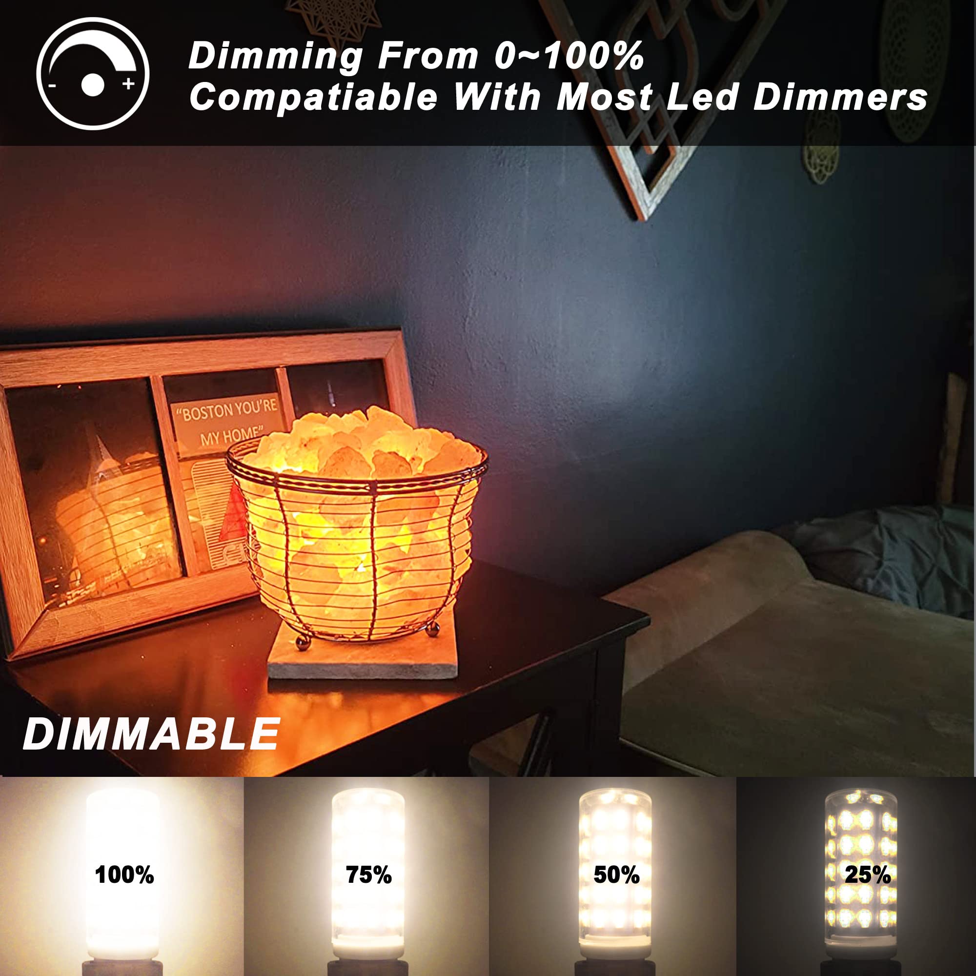 Ziomitus Dimmable E12 C7 Led Bulbs 4W, 3000K Warm White, 450Lm, 5-Pack, Plastic, Ideal For Ceiling Fans And Salt Lamps