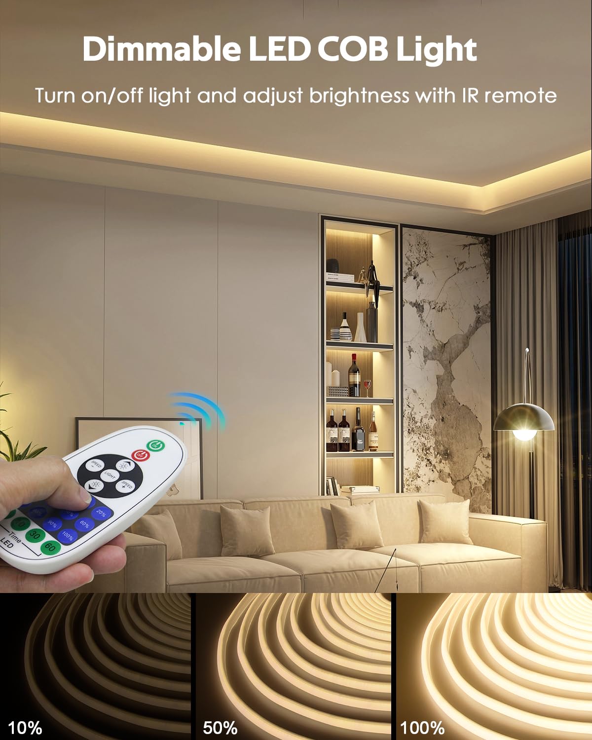 Samsion Cob Led Rope Lights Outdoor Waterproof 82Ft Warm White 3000K Led Strip Lights Waterproof Ac 110V/120V Super Brightness Flex Cob Light For Patio Garden Building Commerical Dimmable With Remote