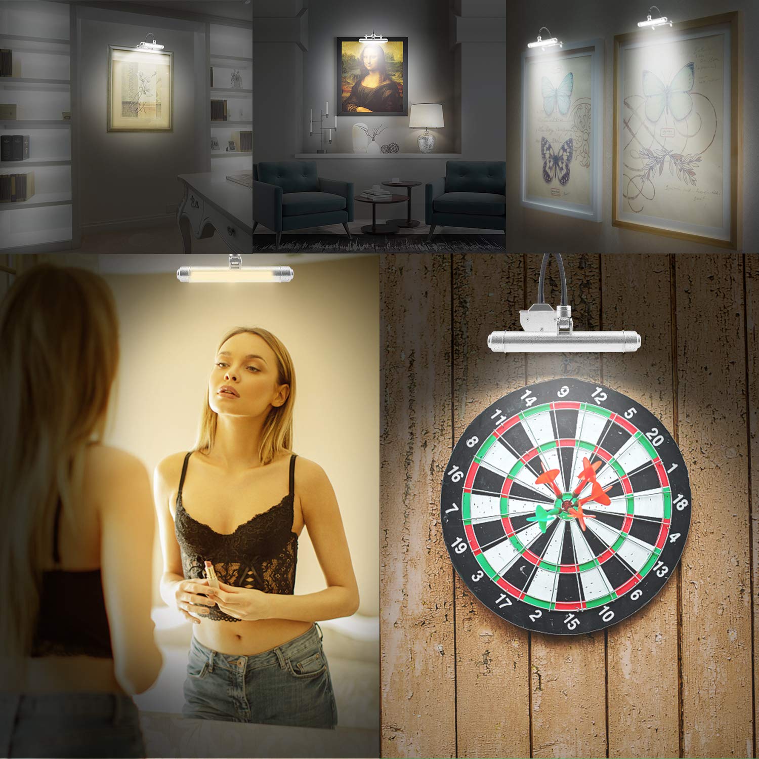 BIGMONAT USB Rechargeable Art Light - Wireless LED, Remote Control, Dimmable, 8.4 inch, Silver, Model B600-Silver