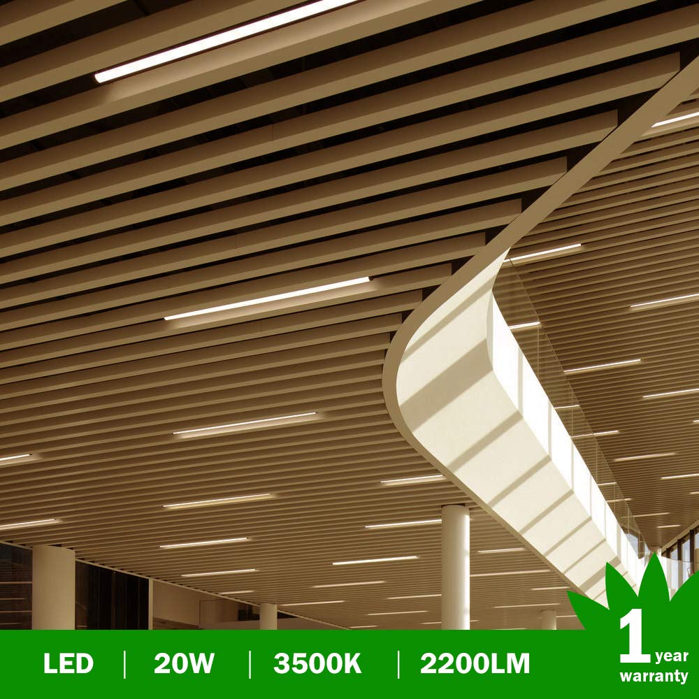 W Lightingwill Led T5 4Ft Integrated Fixture, Warm White 3000K, Linkable Shop Light, 20W,