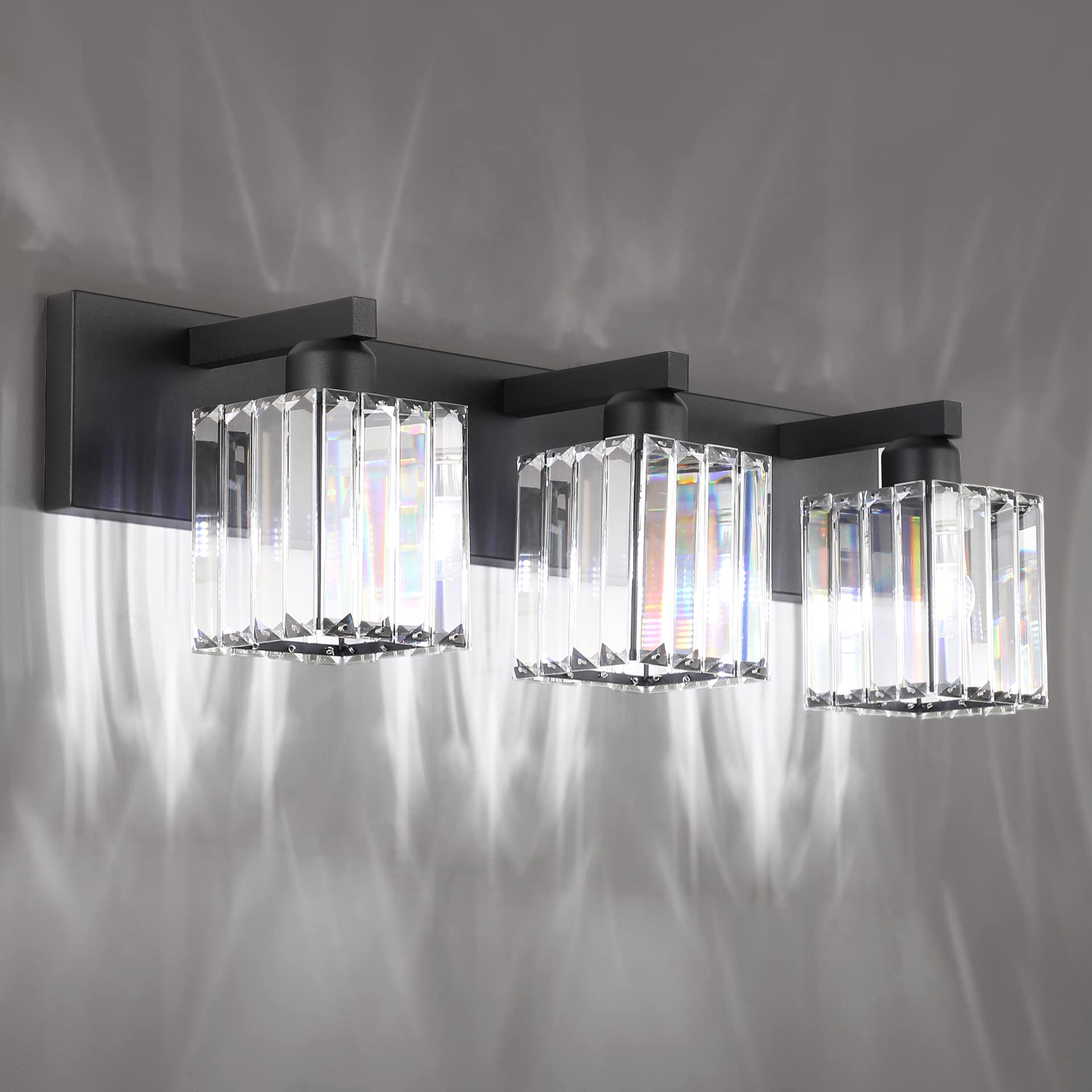 Aipsun Black Vanity Light 3-Light Aluminum Modern Bathroom Fixture Model 8461