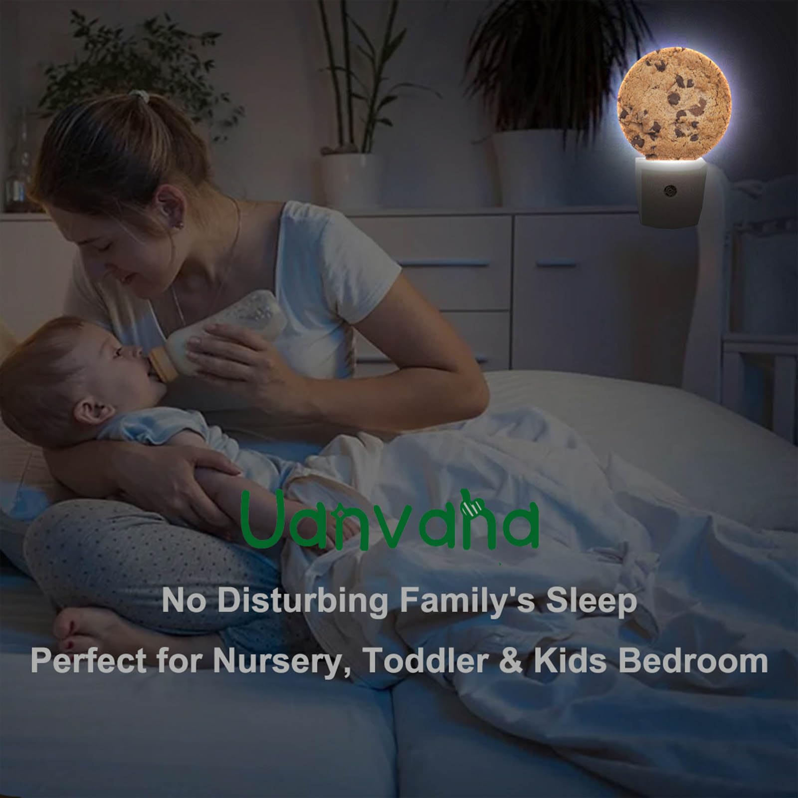 Uanvaha Food Decorative Night Light Chocolate Chip Cookie Funny Dessert Plug-In Nightlight Energy Saving 0.5W Led Lighting For Boys Girls Men Women