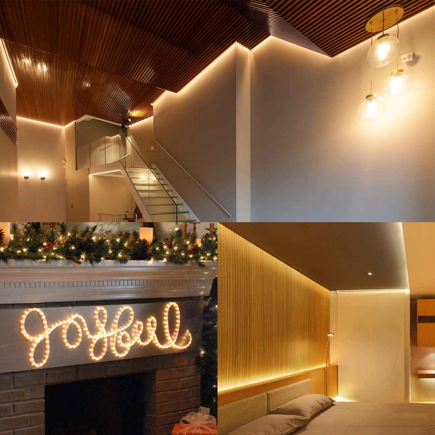 Ollrieu 50Ft 360 Led Rope Lights, 110V Warm White 3000K, Waterproof Classic Clear Rope, Indoor/Outdoor, Patio, Flexible, Linkable, Durable