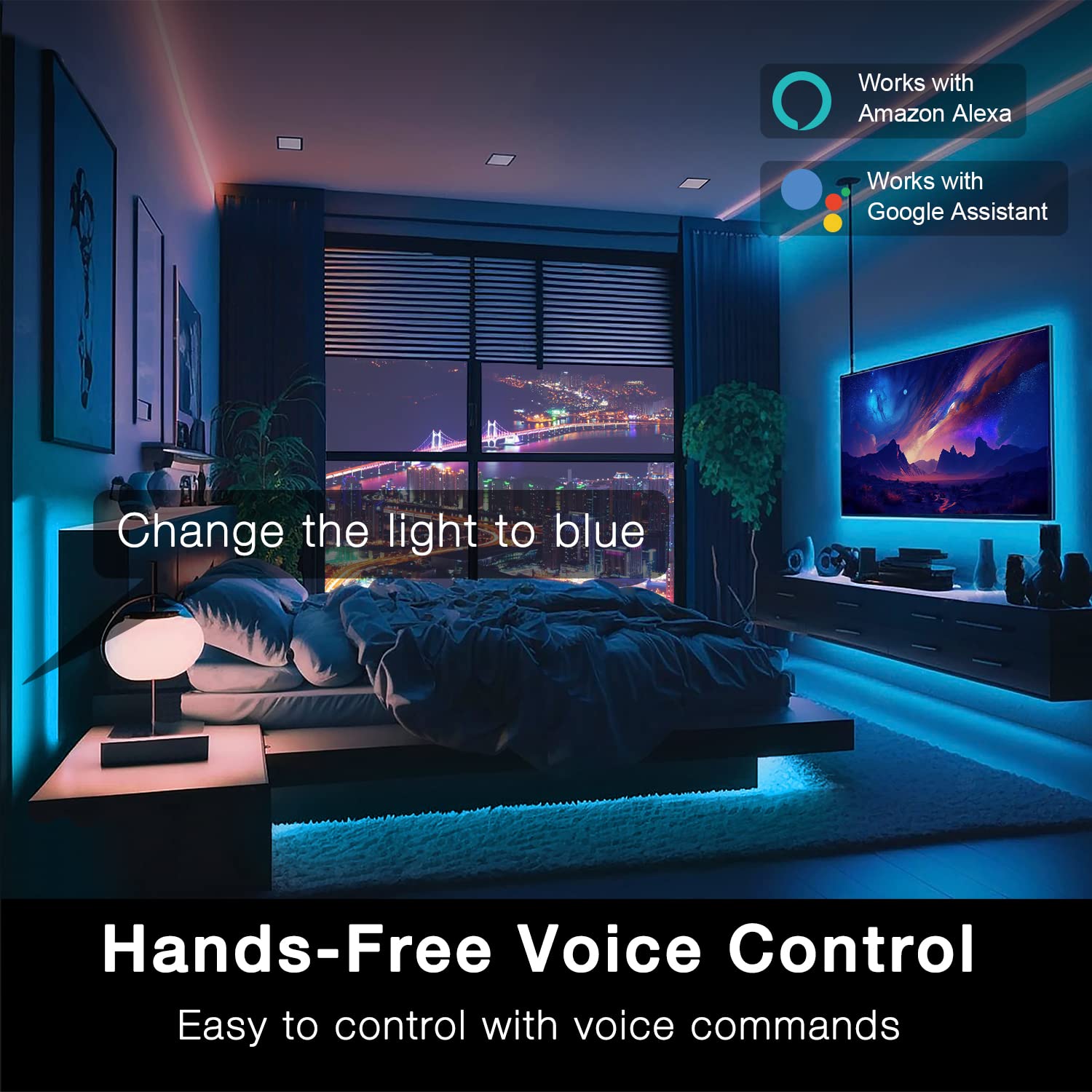 DAYBETTER Smart WiFi LED Strip Lights, 50ft, Multicolor, Tuya App Controlled, Works with Alexa & Google Assistant, Model FLSL501115WIFITY