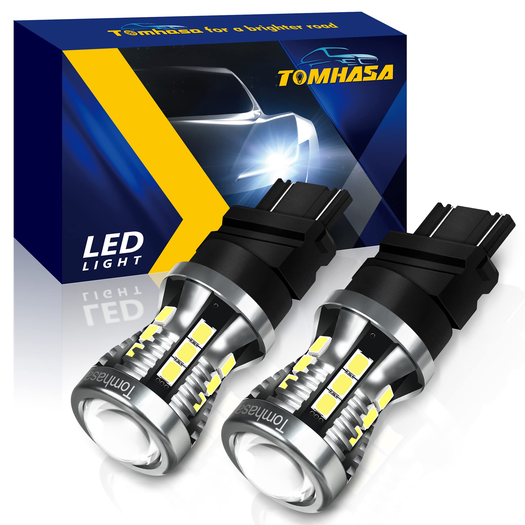 Tomhasa 3157 LED Bulbs for Backup Reverse Lights, 6000K Bright White, Pack of 2, Model 3157 24-2835-W