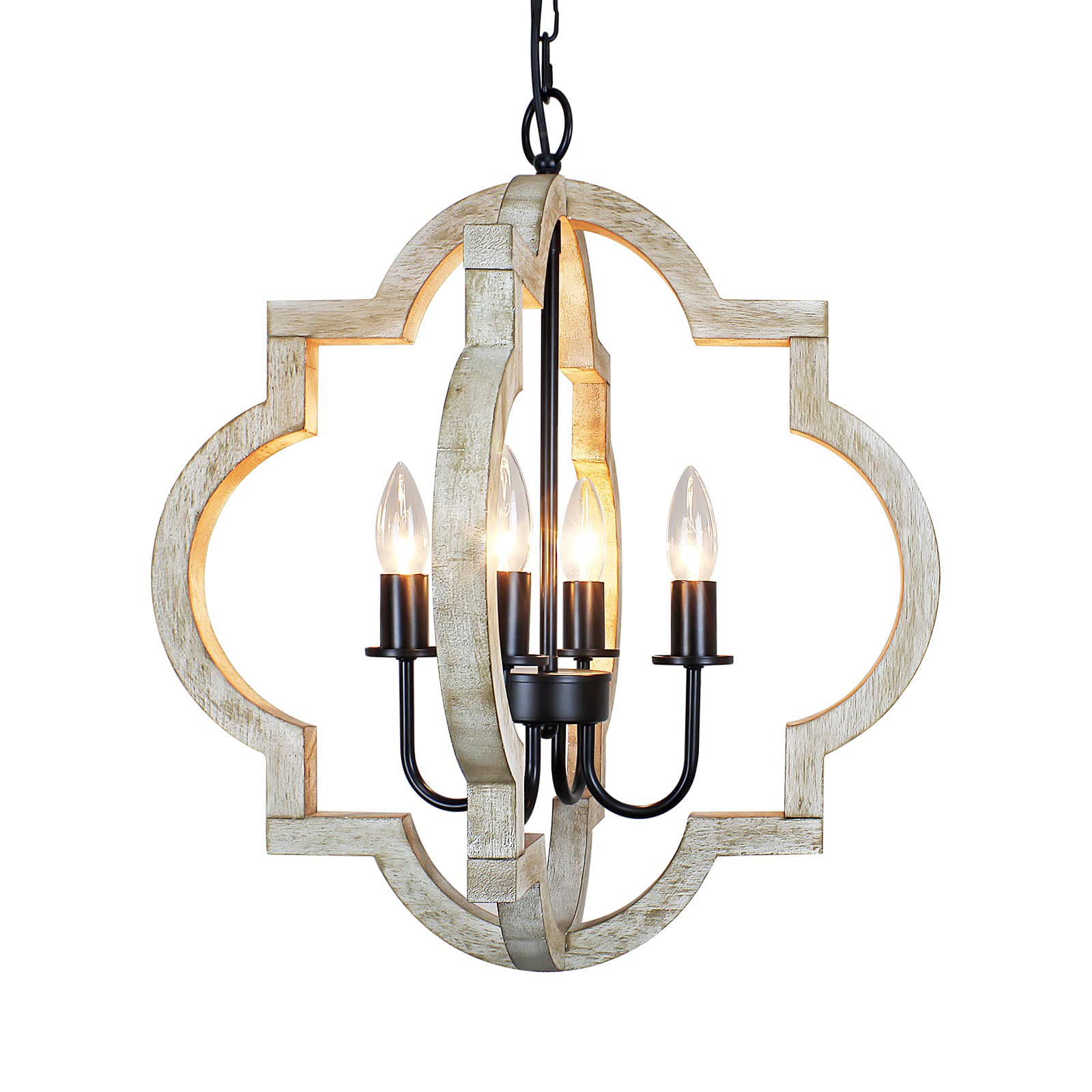 Rviezza 5-Lights Wood Farmhouse Chandelier, Dining Room Light Fixture, Industrial Rustic Farmhouse Chandeliers for Dining Room K