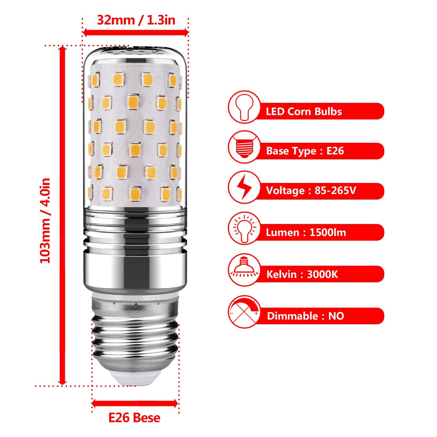 gezee 15W LED Cylindrical Bulb, 3000K(Warm White), E26 LED Light Bulbs 120 Watt Equivalent,1500lm, LED Chandelier Bulbs, Non-Dim