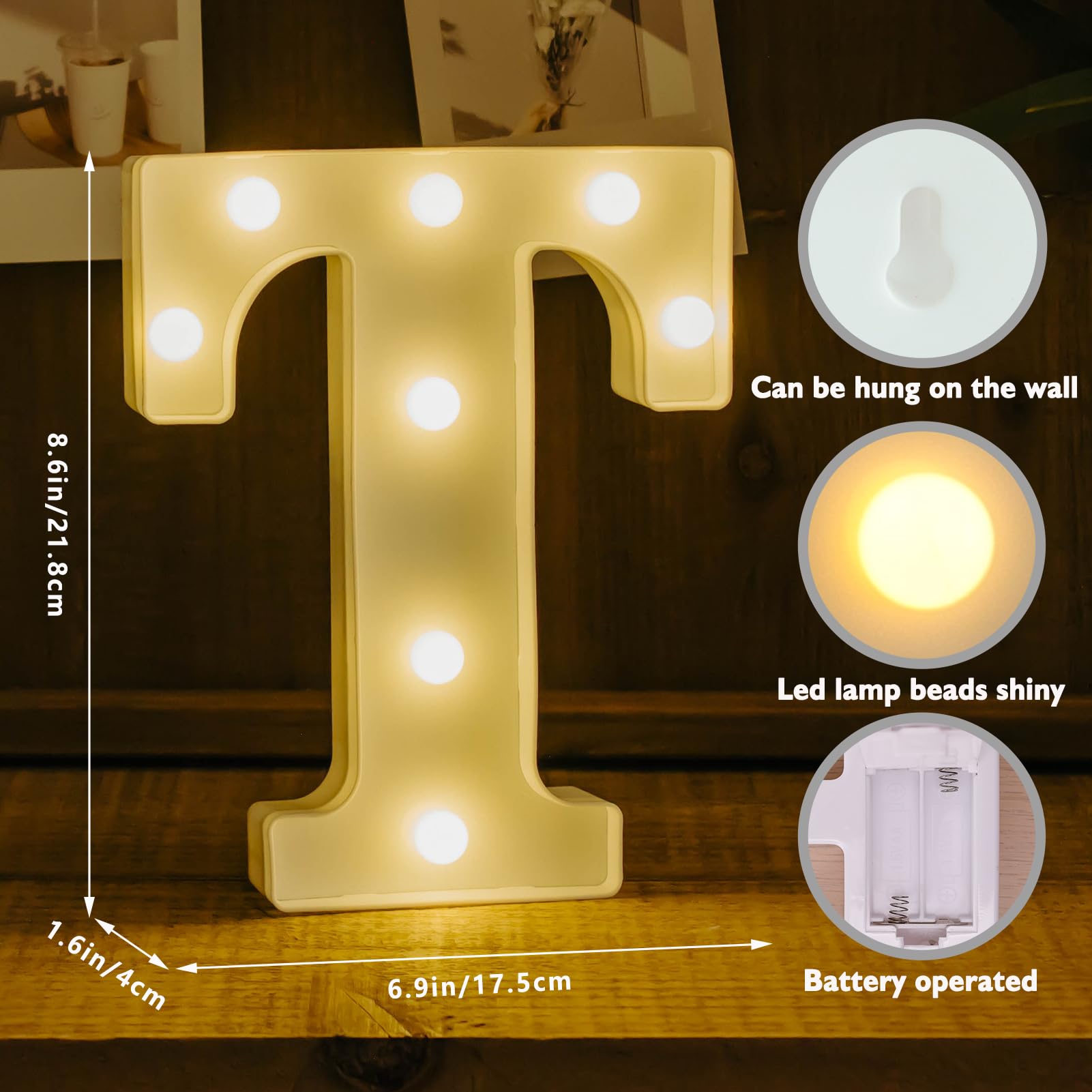 IFDGCTK Light Up Letters - LED Alphabet Lights, Battery Powered, Warm Light, Medium Size, Acrylic Decor for Parties and Home