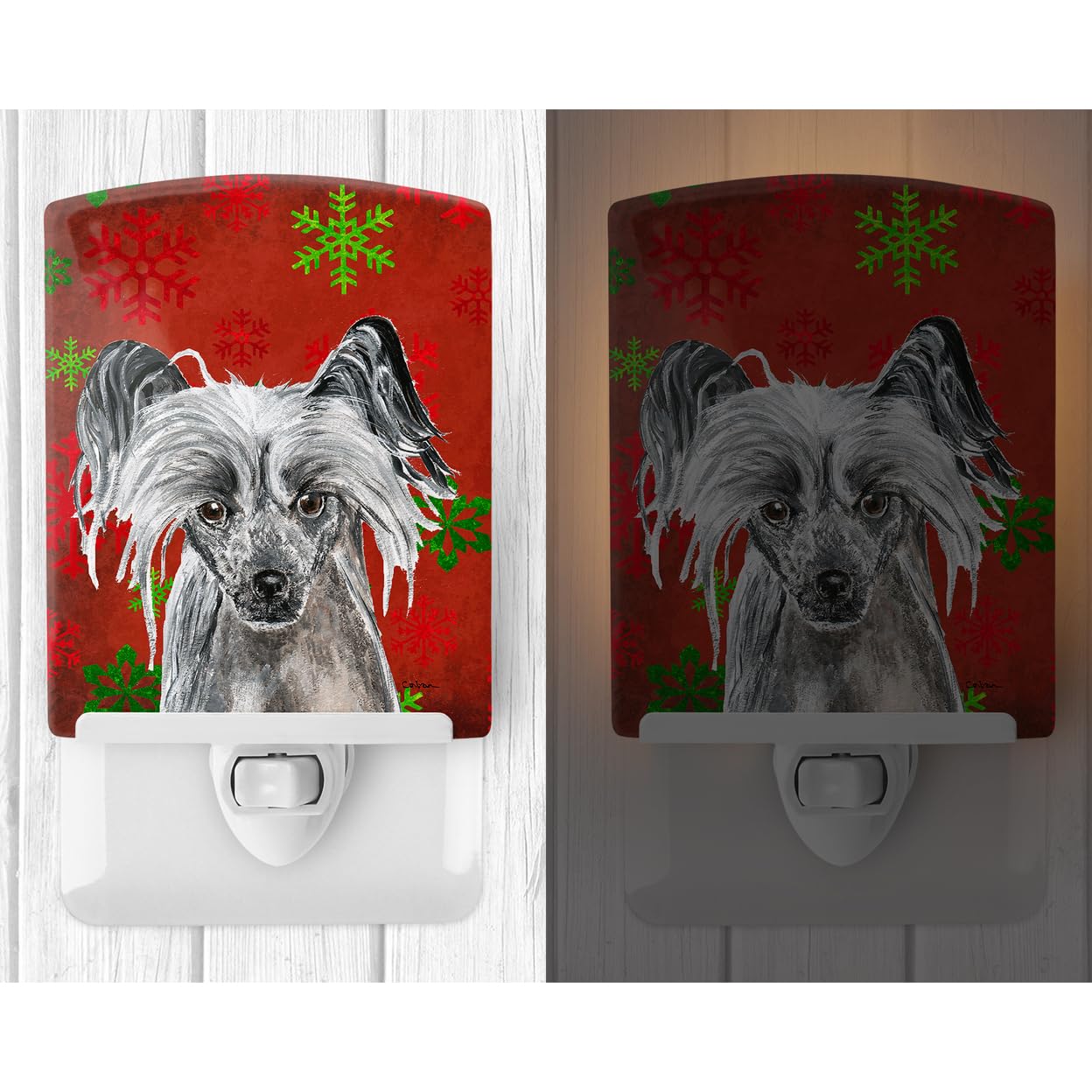 Carolines Treasures Ceramic Night Light, Chinese Crested, UL-Certified, 6x4x3in, Multicolor, Model SC9592CNL