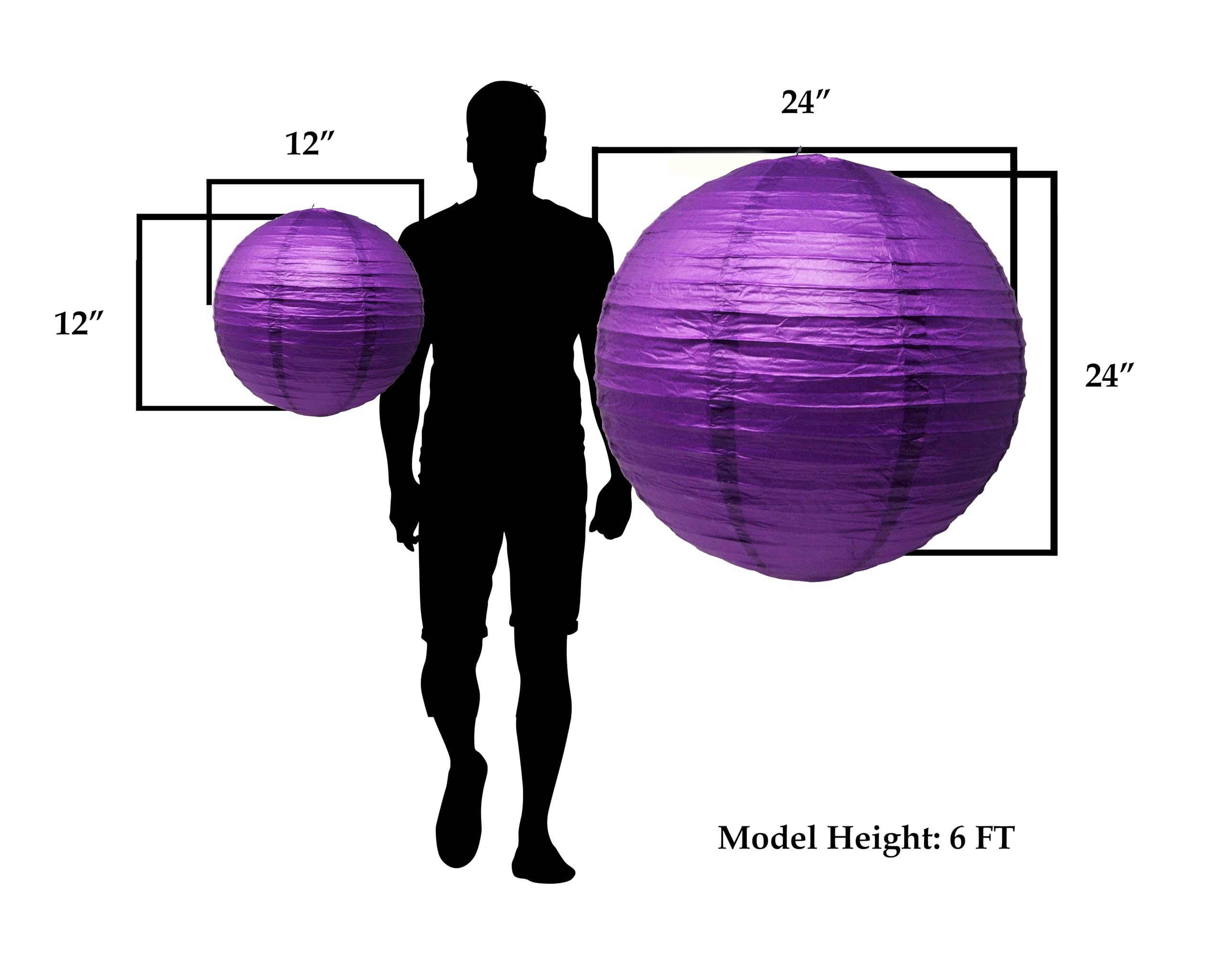 Mudra Crafts Purple Paper Lanterns - 12 Pack Round Japanese Chinese Lanterns Decorative Hanging Ceiling Decor