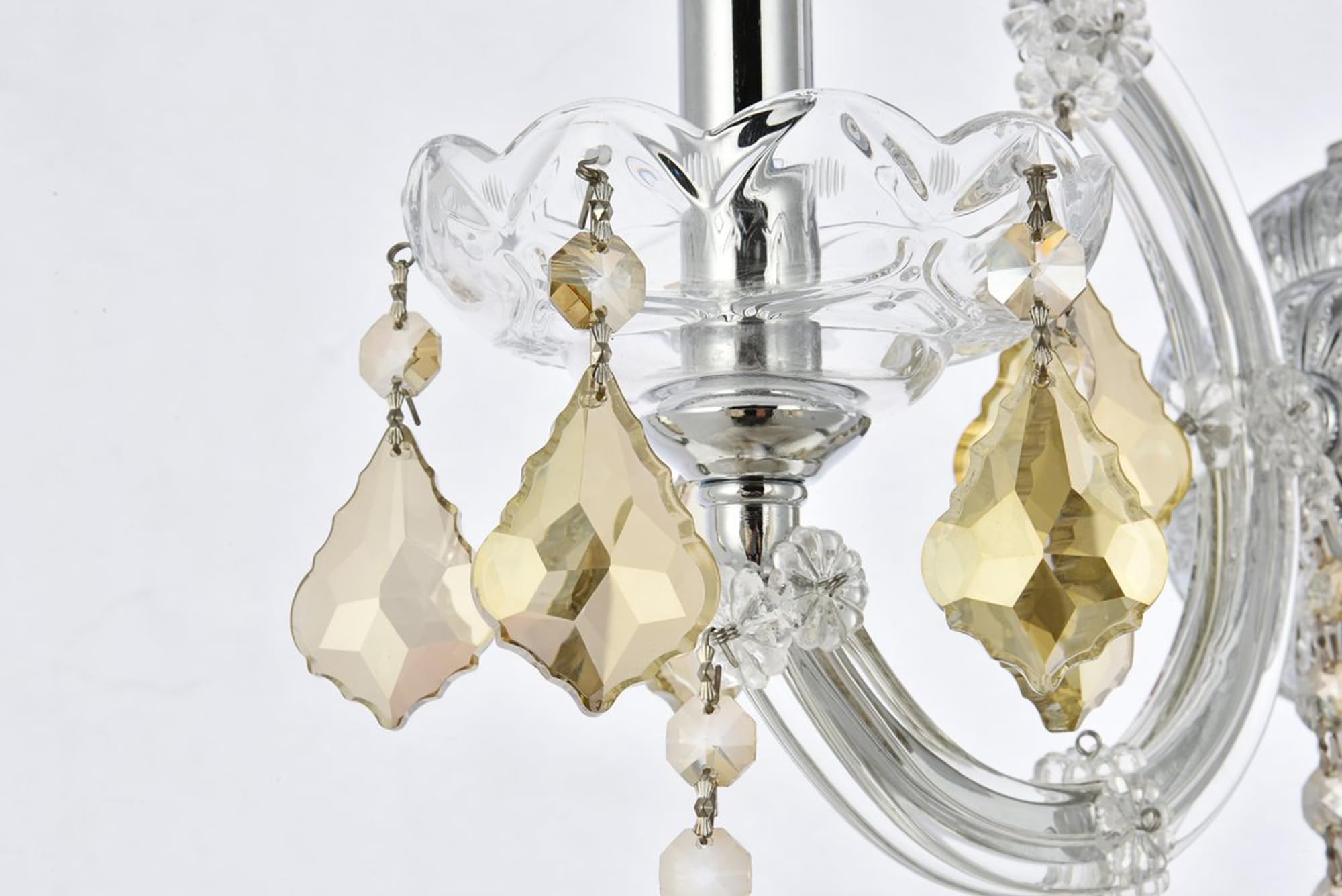 Elegant Lighting Maria Theresa 1-Light Wall Sconce, Chrome Finish with Golden Teak, 8in x 12in, Model 2800W1C-GT/RC, Crystal