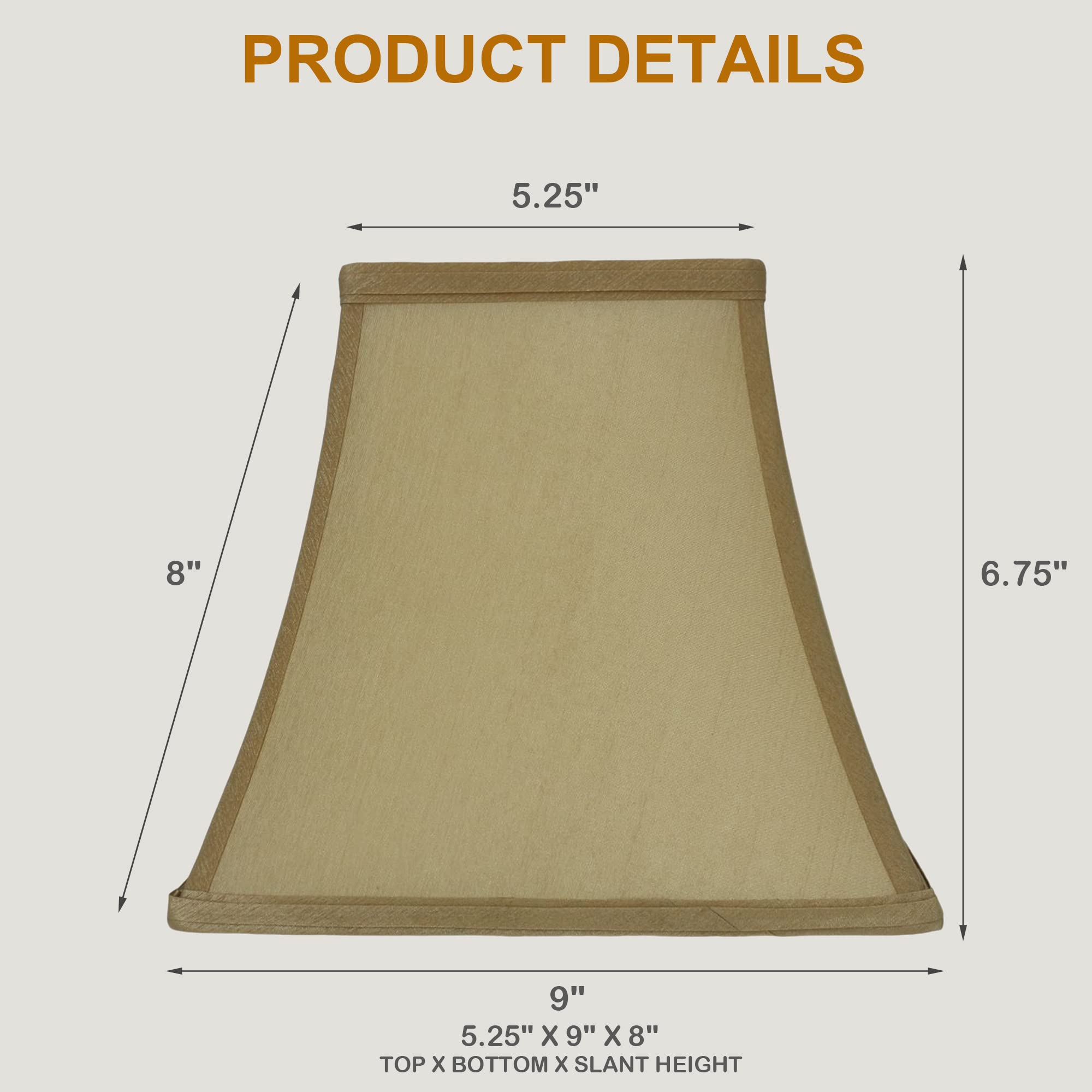 Urbanest Softback Bell Lampshade, Faux Silk, Tan, 5.25x9x8 inches
