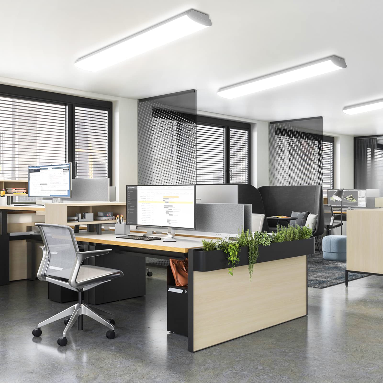 ANTLUX 4FT LED Wraparound Light Fixture 4800 Lumens 4000K Aluminum White 4 Pack Model 888620251626