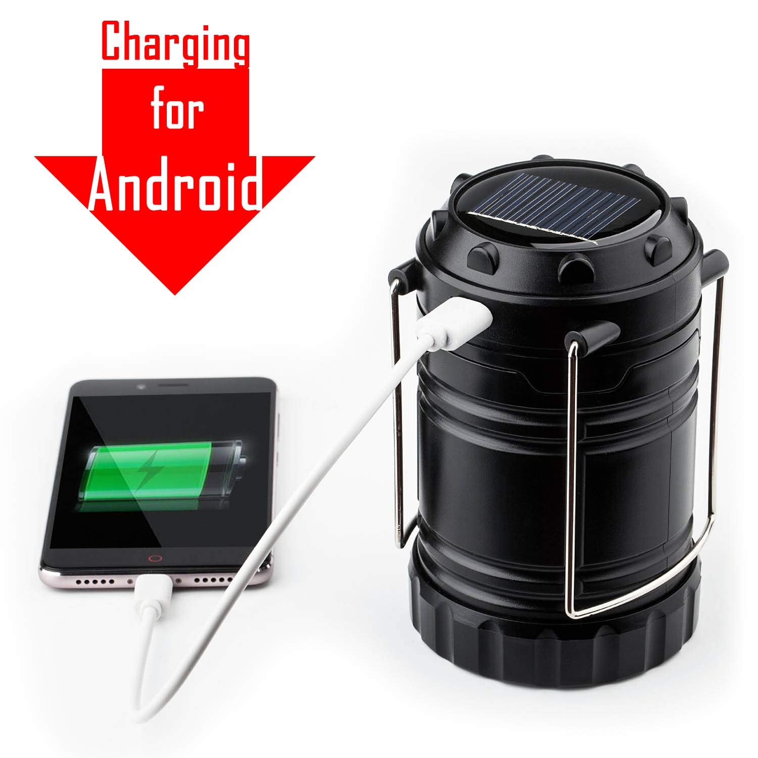TANSOREN 4 Pack Solar USB Rechargeable COB LED Lantern, Waterproof, Black, Model-D-64