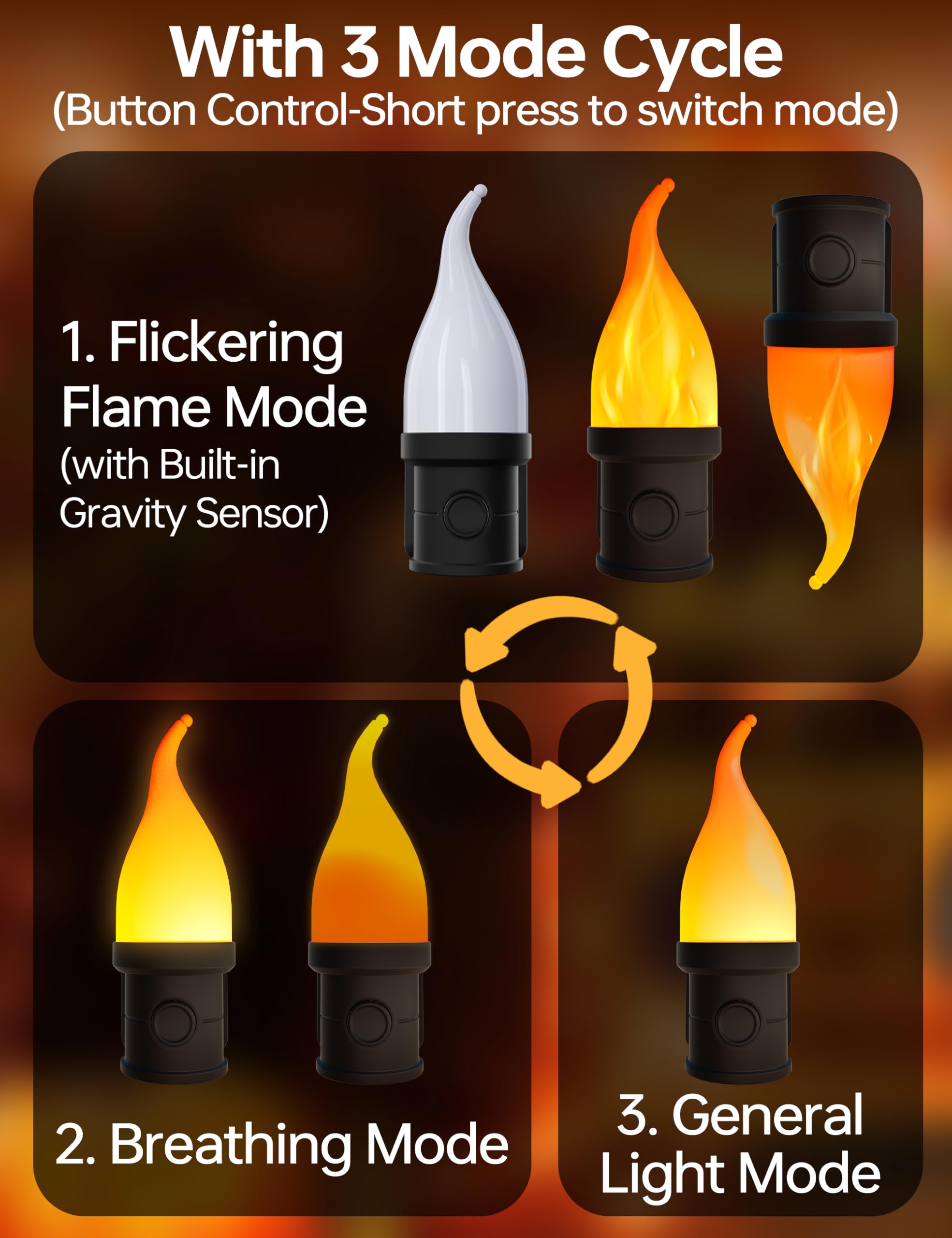 KINDEEP Flickering Candle Night Light 2 Pack, Amber, Plug-in with Dusk to Dawn Sensor, Flameless for Home Decor and Halloween