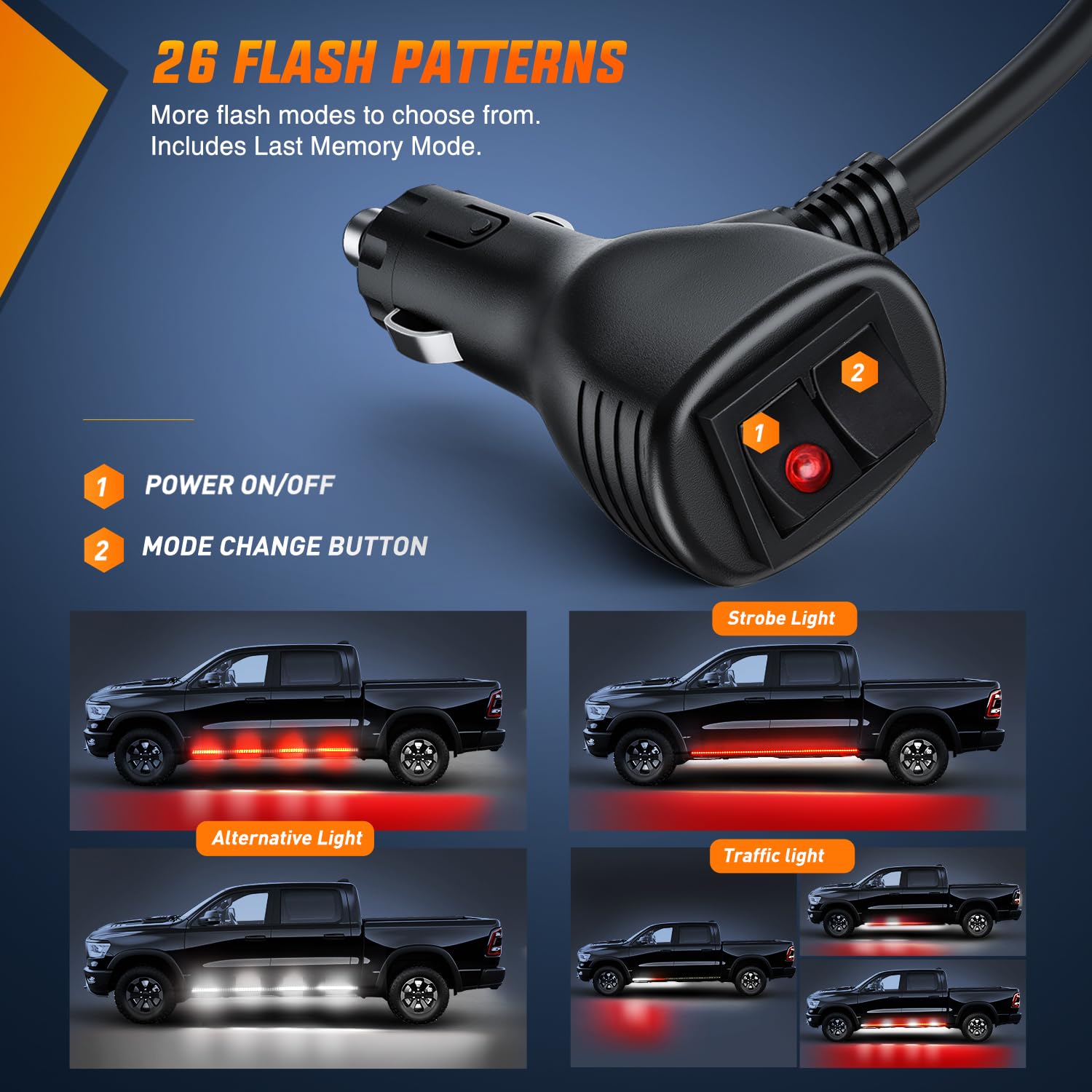 Nilight 2Pcs 70 Inch Emergency Strobe Lights Strip 1125 Led Running Board Marker Light Red White Flexible Side Flashing Warning