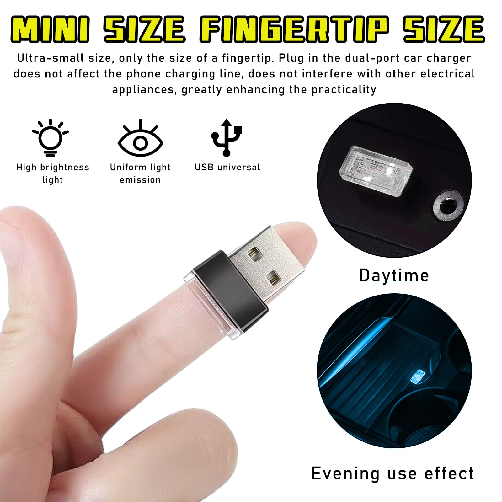 Augeny USB LED Car Interior Atmosphere Lamp Kit - 4 PCS Portable Night Light, 2 Red + 2 Ice Blue, Universal Vehicle Accessories