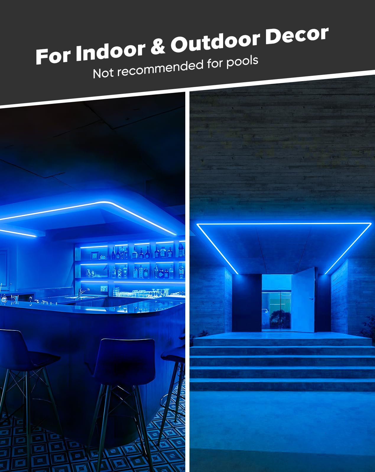 Shine Decor COB LED Rope Light, 800lm, IP65 Waterproof, 16.4ft Blue, Silicone, Model COBNeon-B-5M