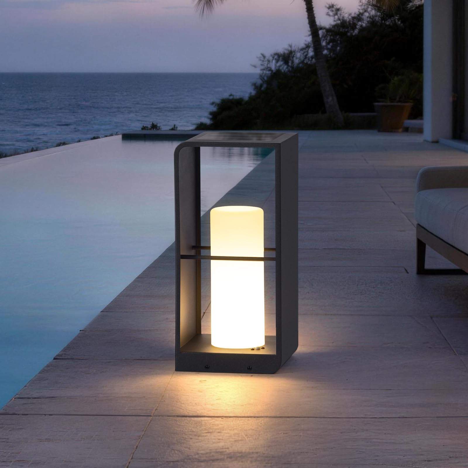 MVBT 17 Tall Solar Floor Lamp, 3000K LED Solar Lanterns Outdoor Waterproof, Modern Outdoor Lights for Patio, Large Pathway Light