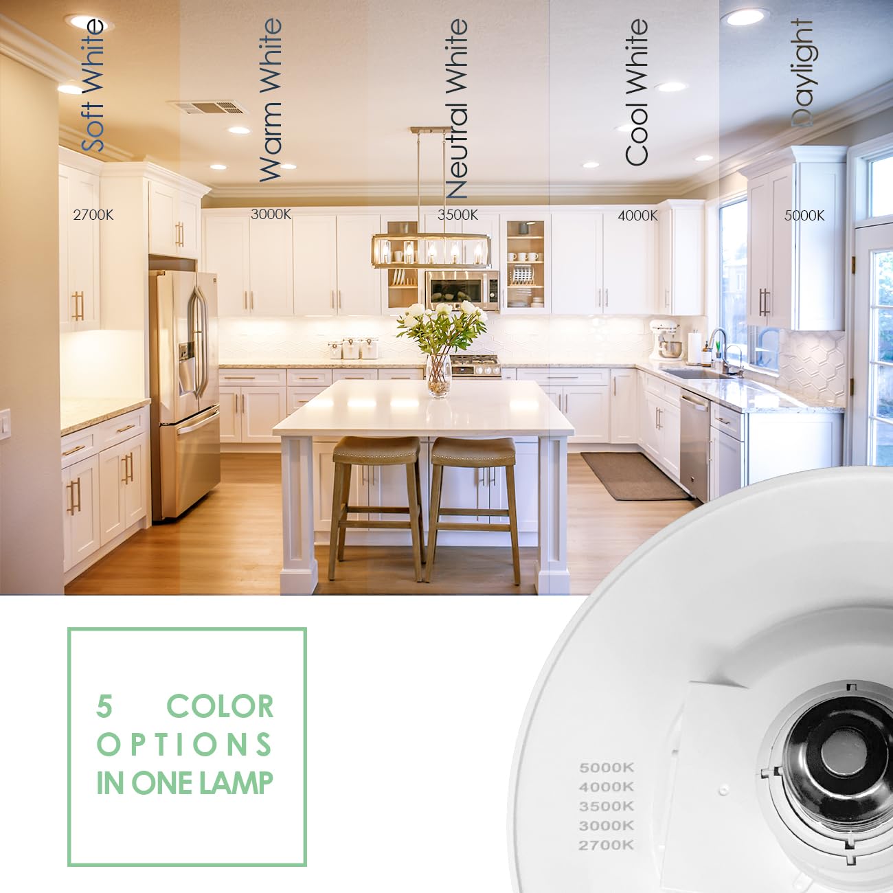 Soliseed 12-Pack 5/6 Inch Led Can Lights 5Cct Recessed Lighting,Selectable 2700K/3000K/3500K/4000K/5000K Length Adjustable Retrofit Downlight,12W=60W,800Lm,Dimmable,Cri90+,Easy Install