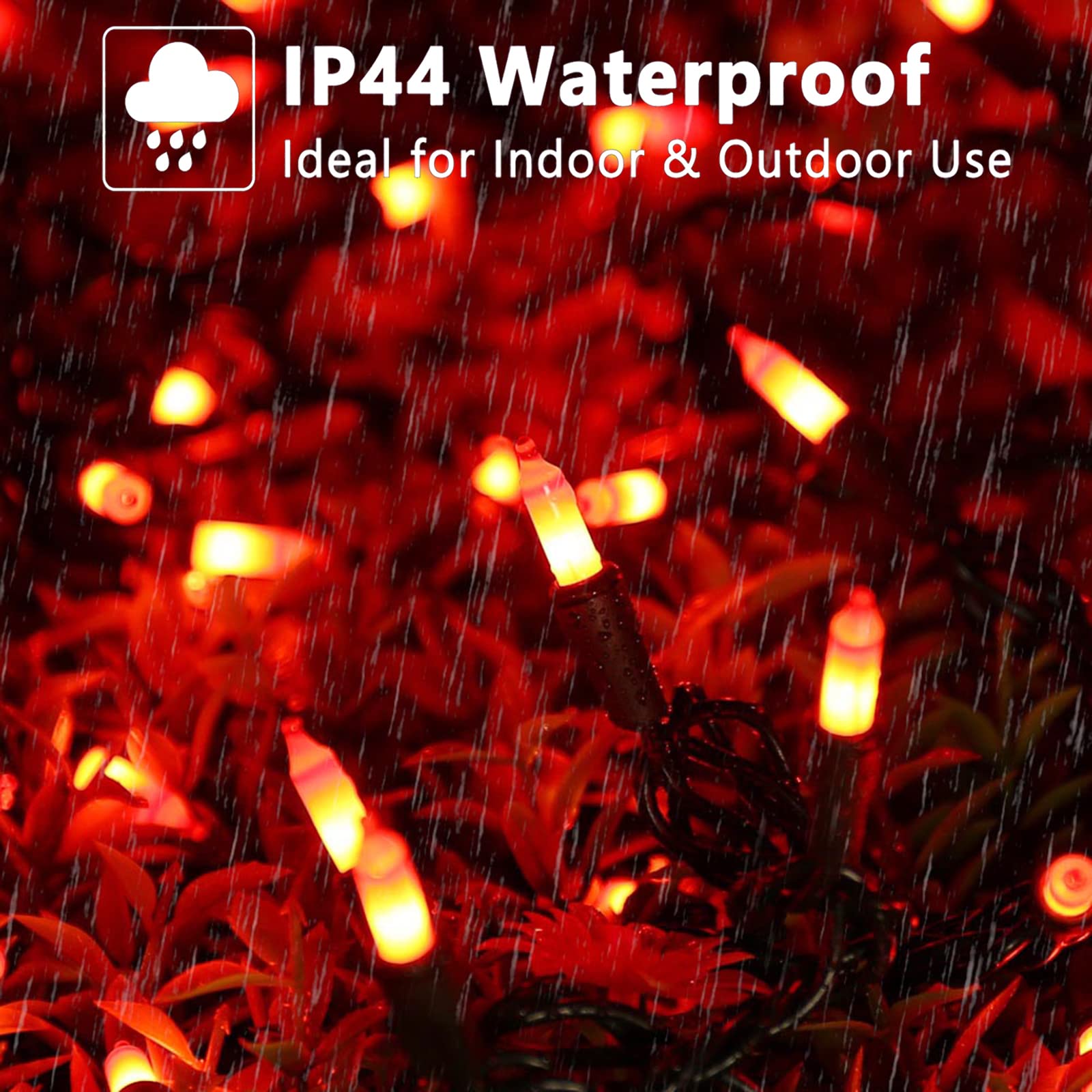 ODEETRONIC Orange Halloween Lights, 100 Count, 21.63ft, Mini Indoor/Outdoor String Lights, Brown Wire