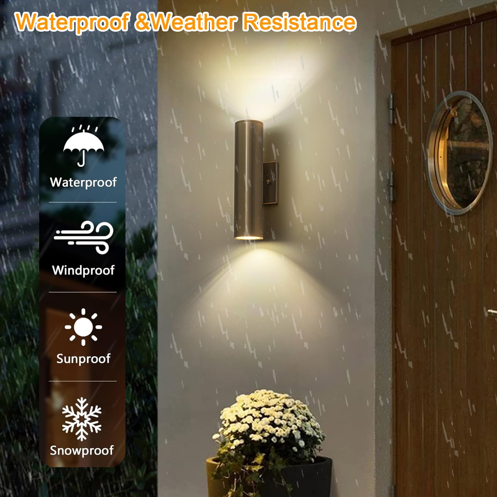 Zicbol 2 Packs Up And Down Lights Outdoor Wall Light Fixture 11.8 Gold Outdoor Sconces Wall Lighting Mount On House Porch & Patio Garage Entrance