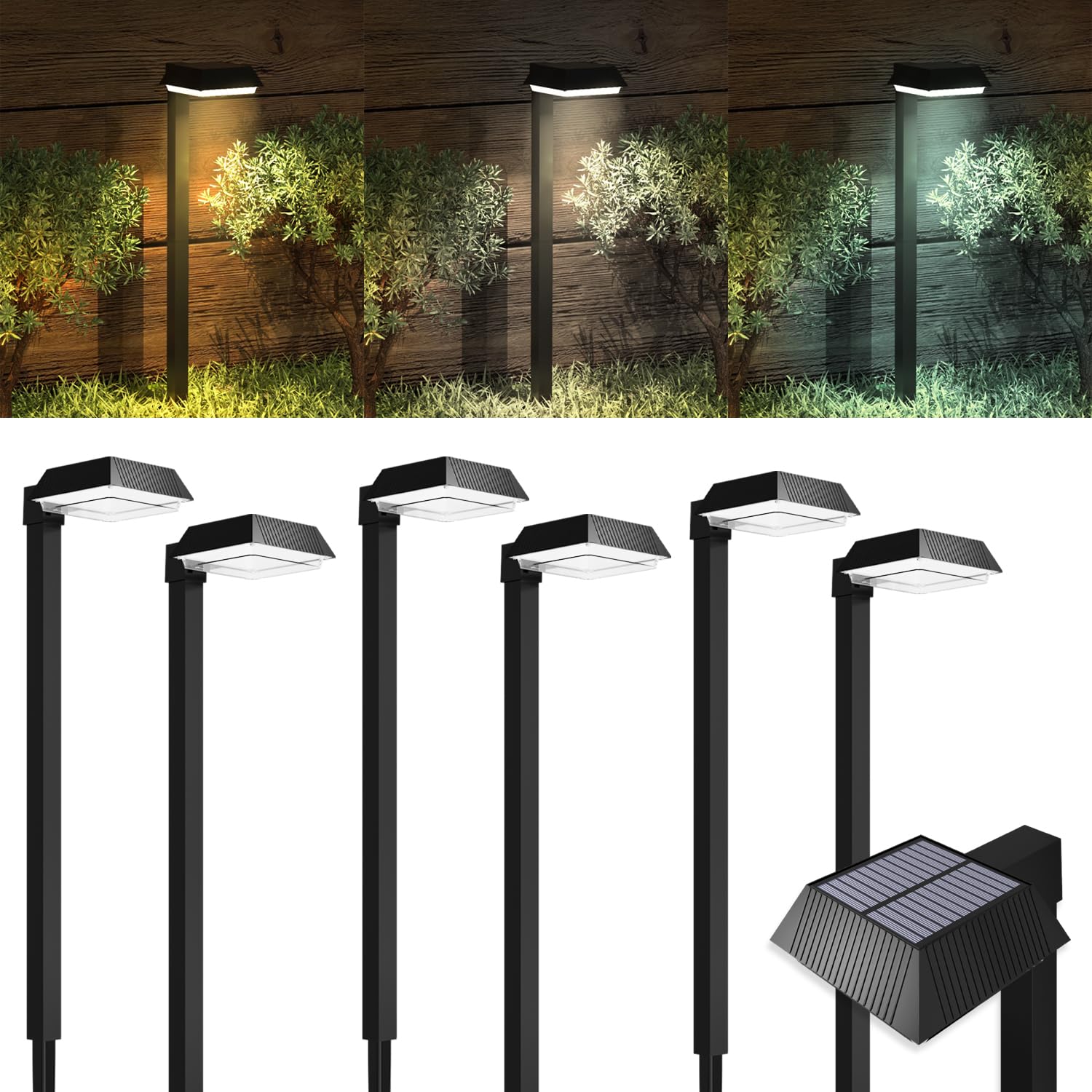 Sunco Lighting Solar Path Lights, 2W, 100 Lumens, 3CCT (3000K/5000K/7000K), Waterproof, Model GD_BC2_SR
