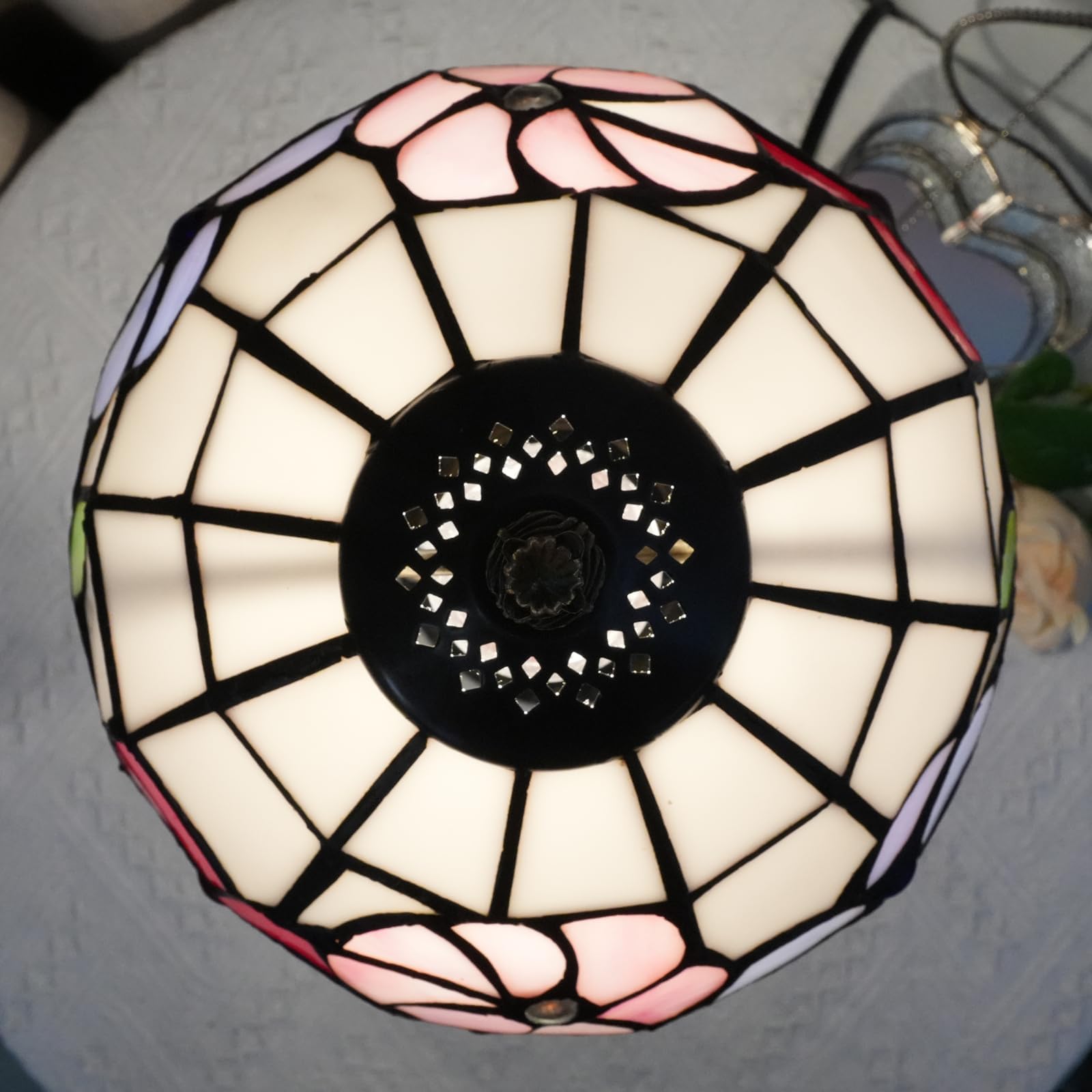Wecrejoni Tiffany Lamp Stained Glass Lamp Small Bedside Table Lamps For Living Room Bedroom Dorm Kitchen Home Decor Festival Birthday Gift Morning Glory