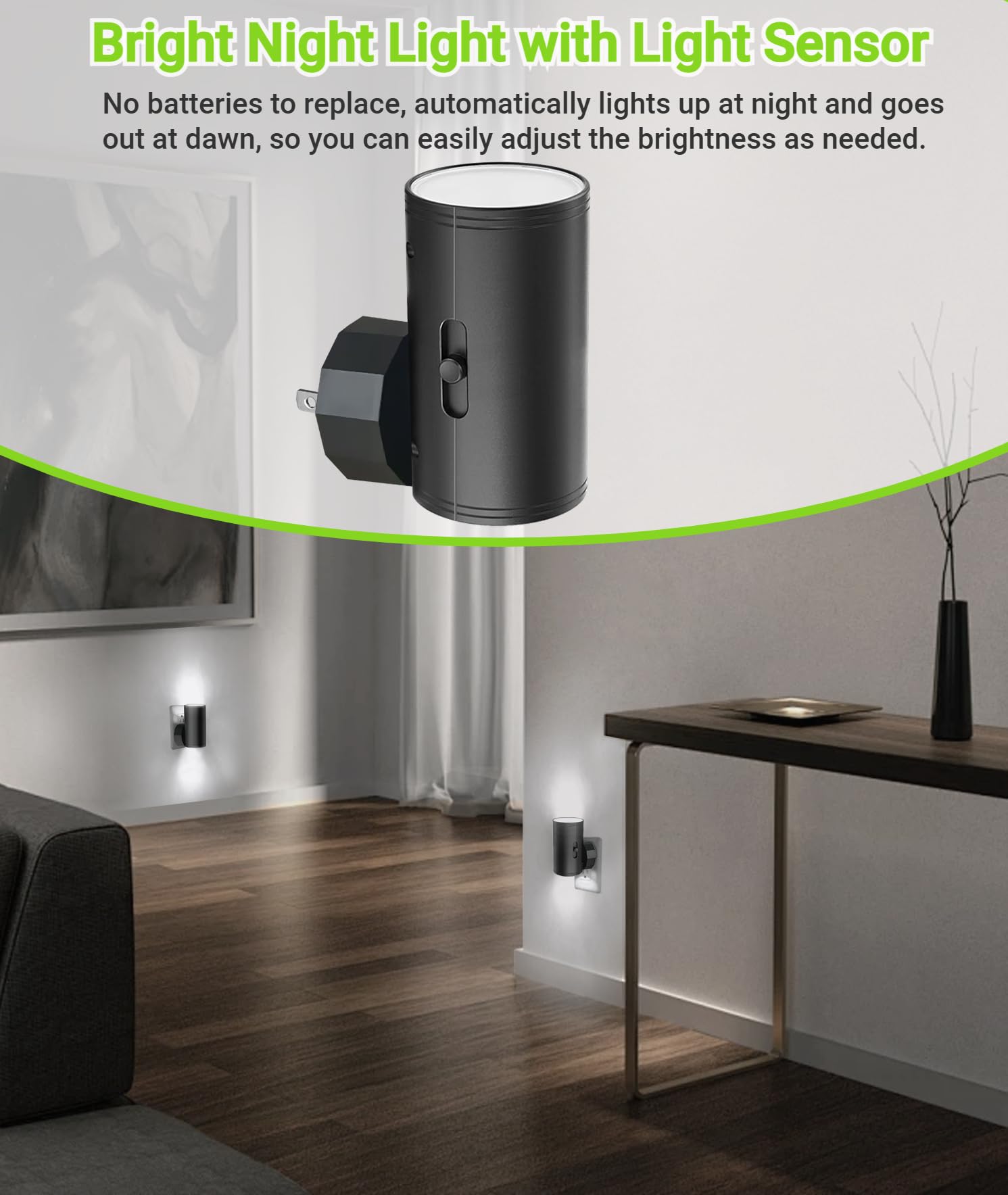 Led Night Light Plug In, Modern Night Lights Plug Into Wall, Dusk To Dawn Sensor, 5-300Lm Adjustable Brightness,Daylight 5000K,D