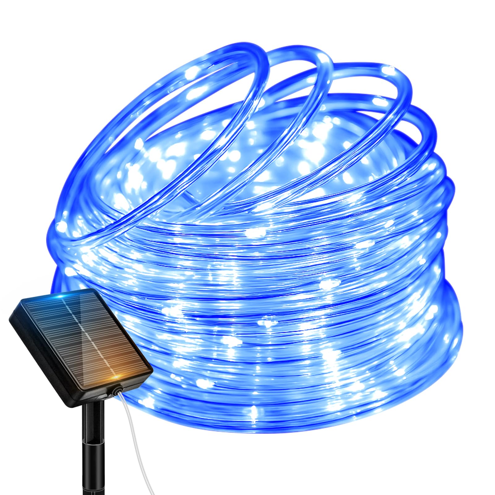 btfarm Solar Rope Lights Outdoor  120LED 46FT Solar String Lights Outside Waterproof  8 Lighting Modes Tree Tube Fairy Light Solar Powered for Garden Christmas Yard Party Decorations  Blue
