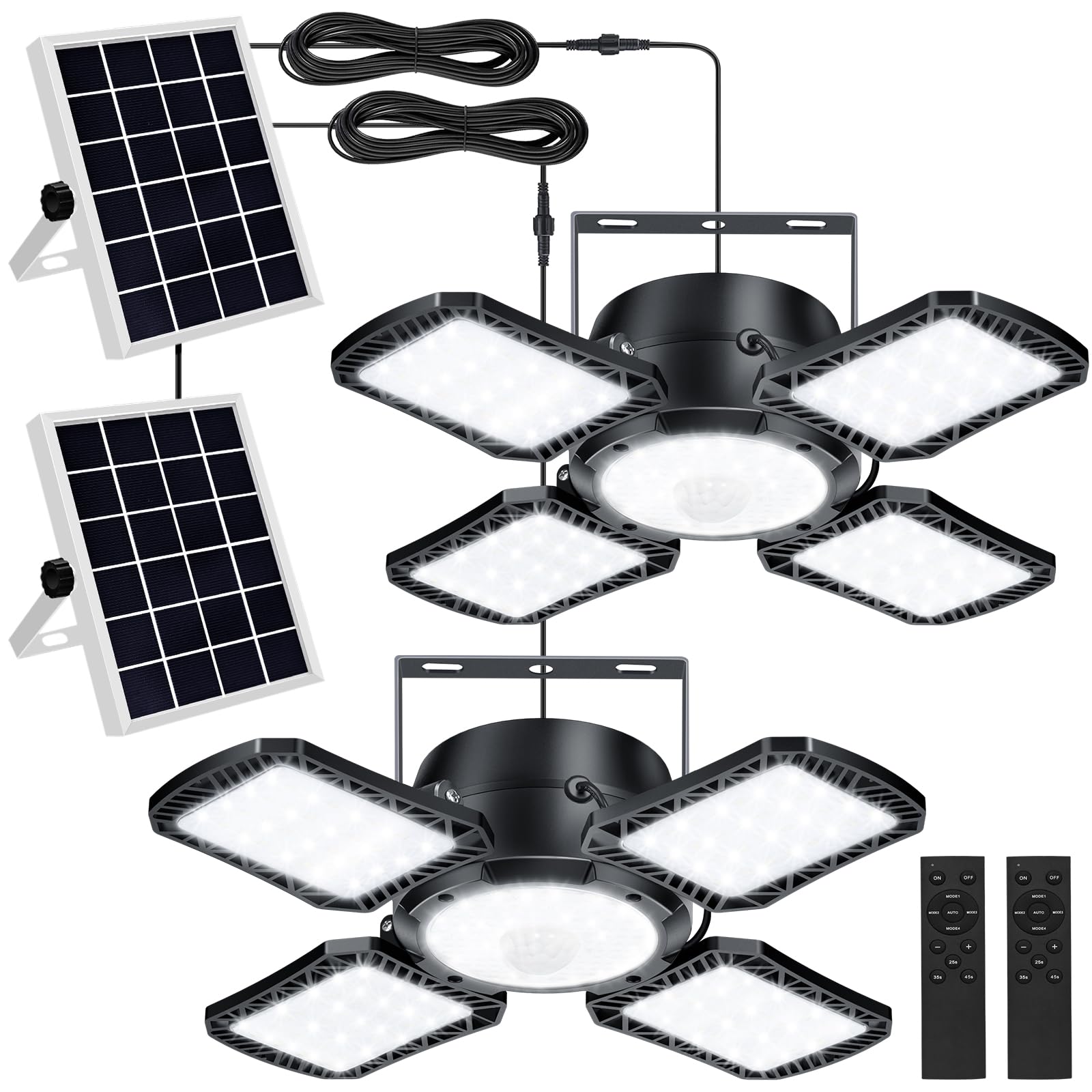 Aqonsie Solar Shed Light, 176LED Motion Sensor, 5 Lighting Modes, 2 Pack, Black, Model 751300920696