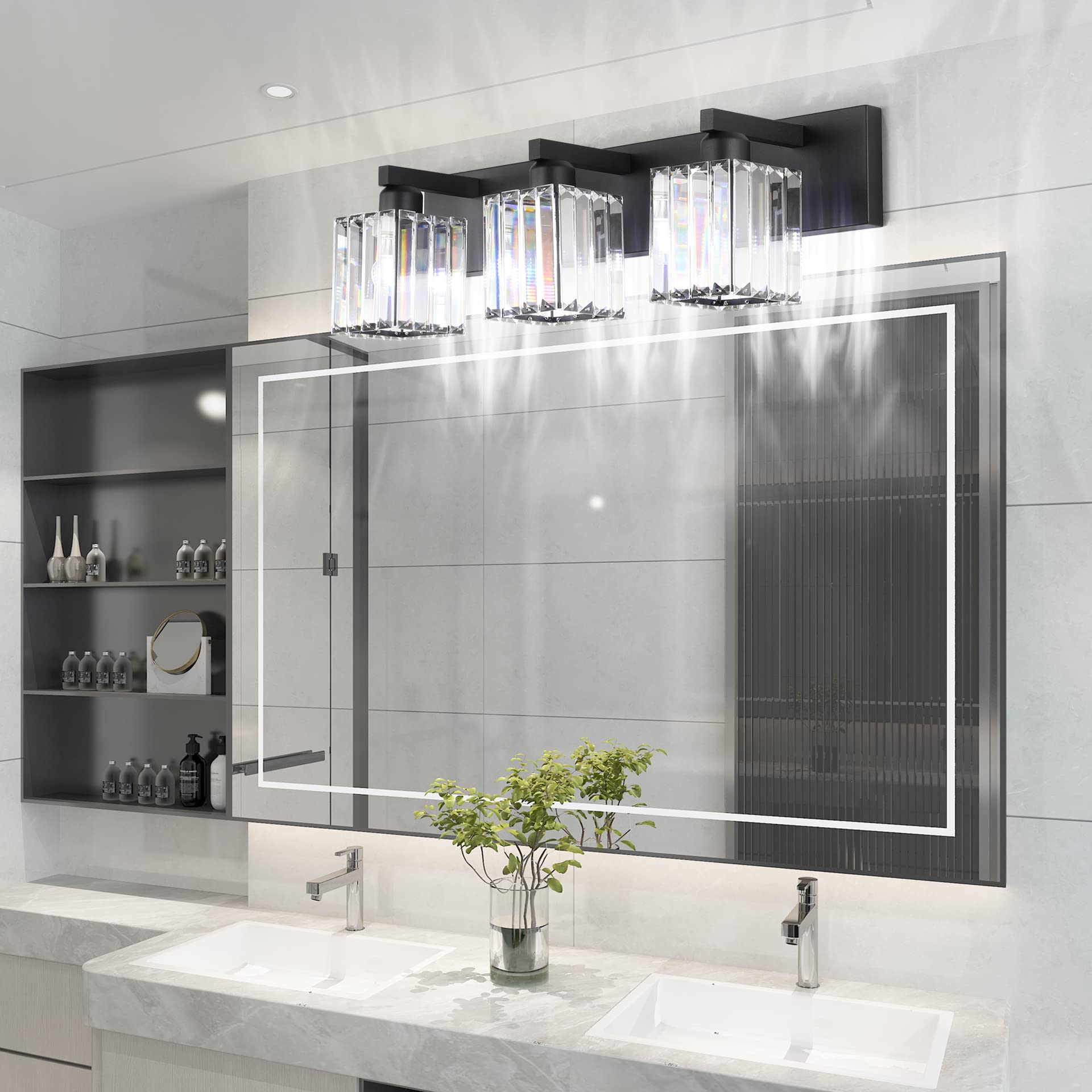 Aipsun Black Vanity Light 3-Light Aluminum Modern Bathroom Fixture Model 8461