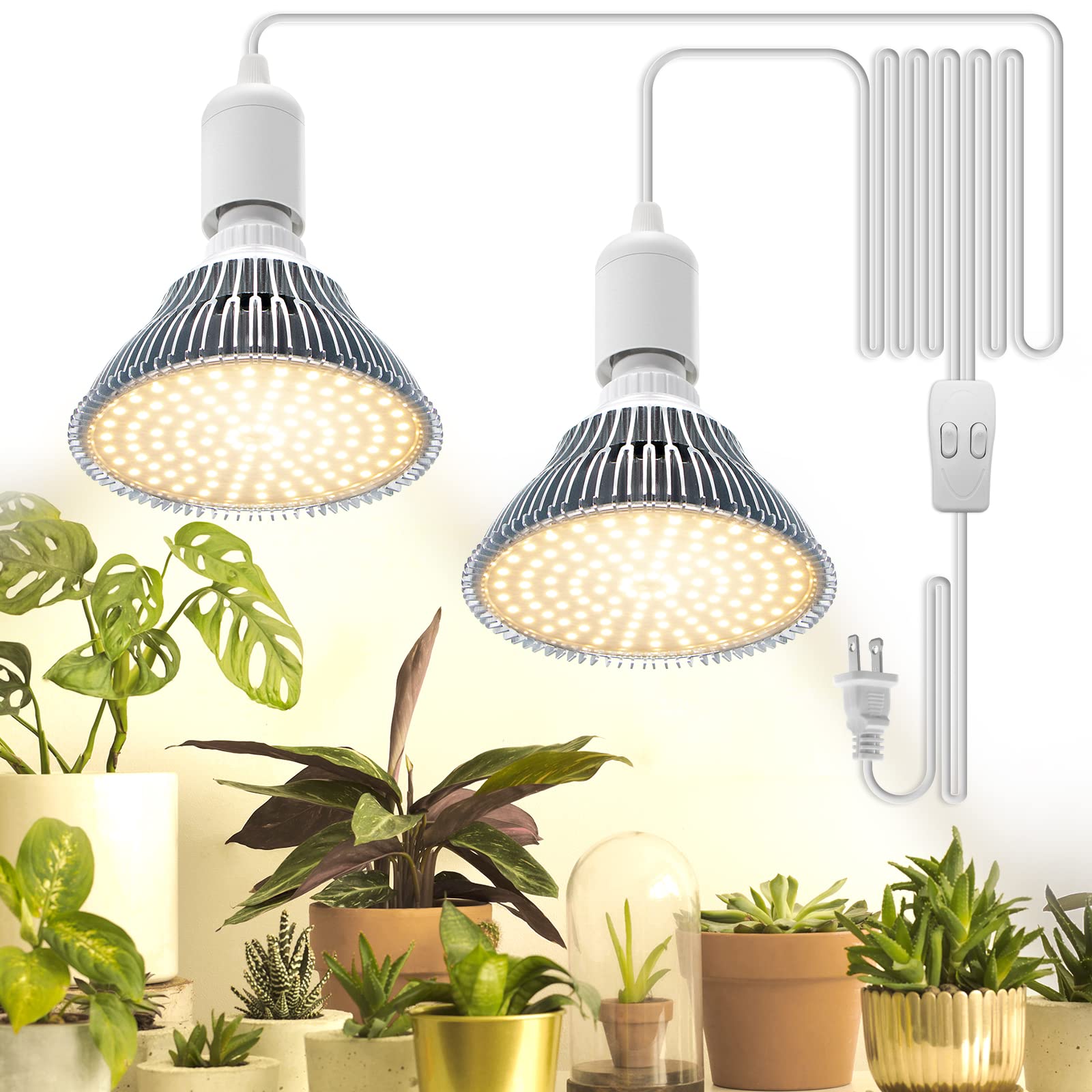 Bstrip Hanging Grow Light, 50W (25W X 2), One Cord Double Head, Led Grow Lights For Indoor Plants, Full Spectrum, Grow Lights Fo