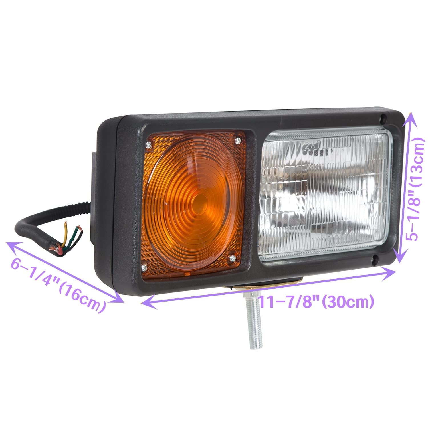 HECASA Universal Trunk Snowplow Lights - Clear Lens, Black Housing, Model CB-635