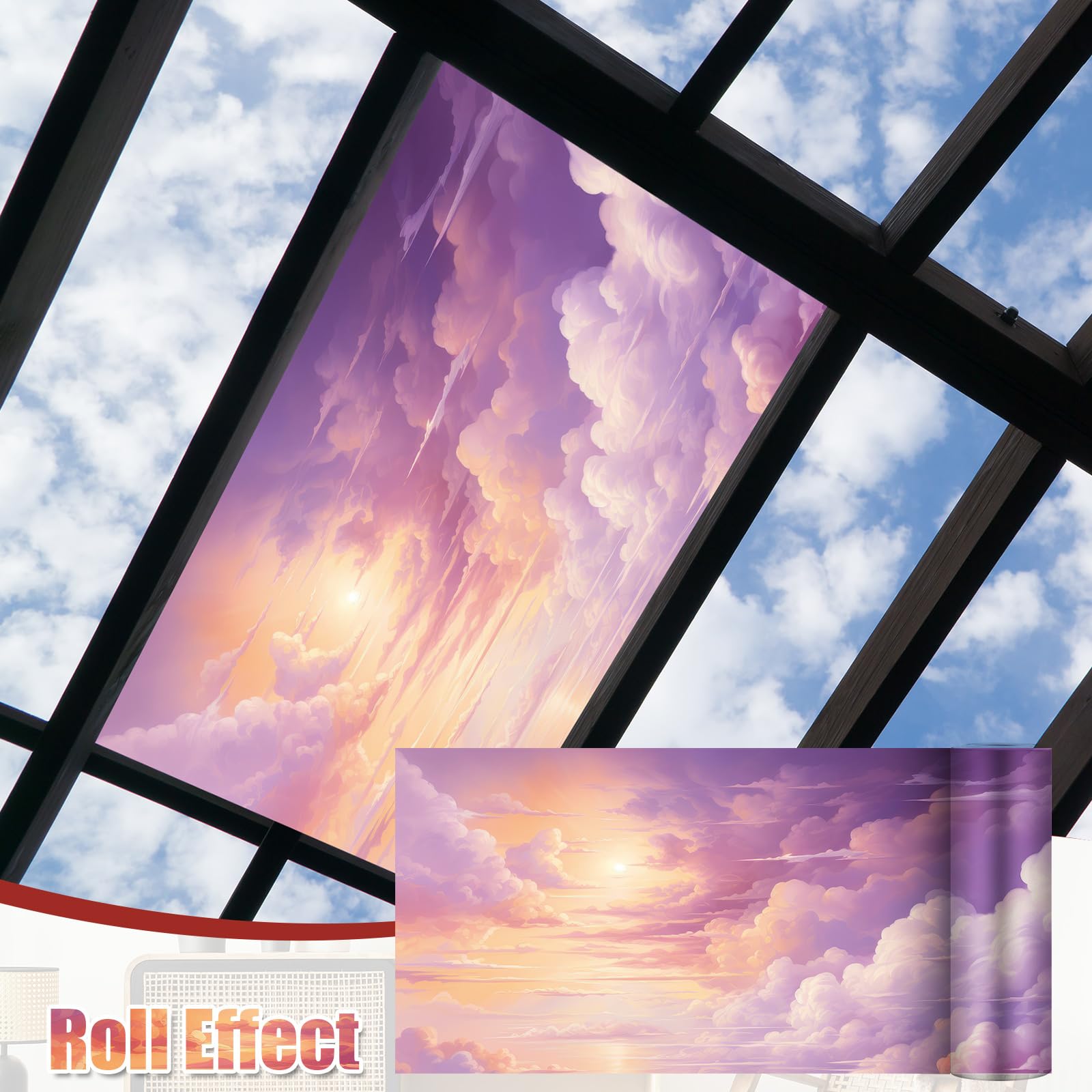 Outus Fluorescent Light Cover Classroom Lighting Filter 2x4 ft Purple Cloud Model TJRW-Outus-T2907