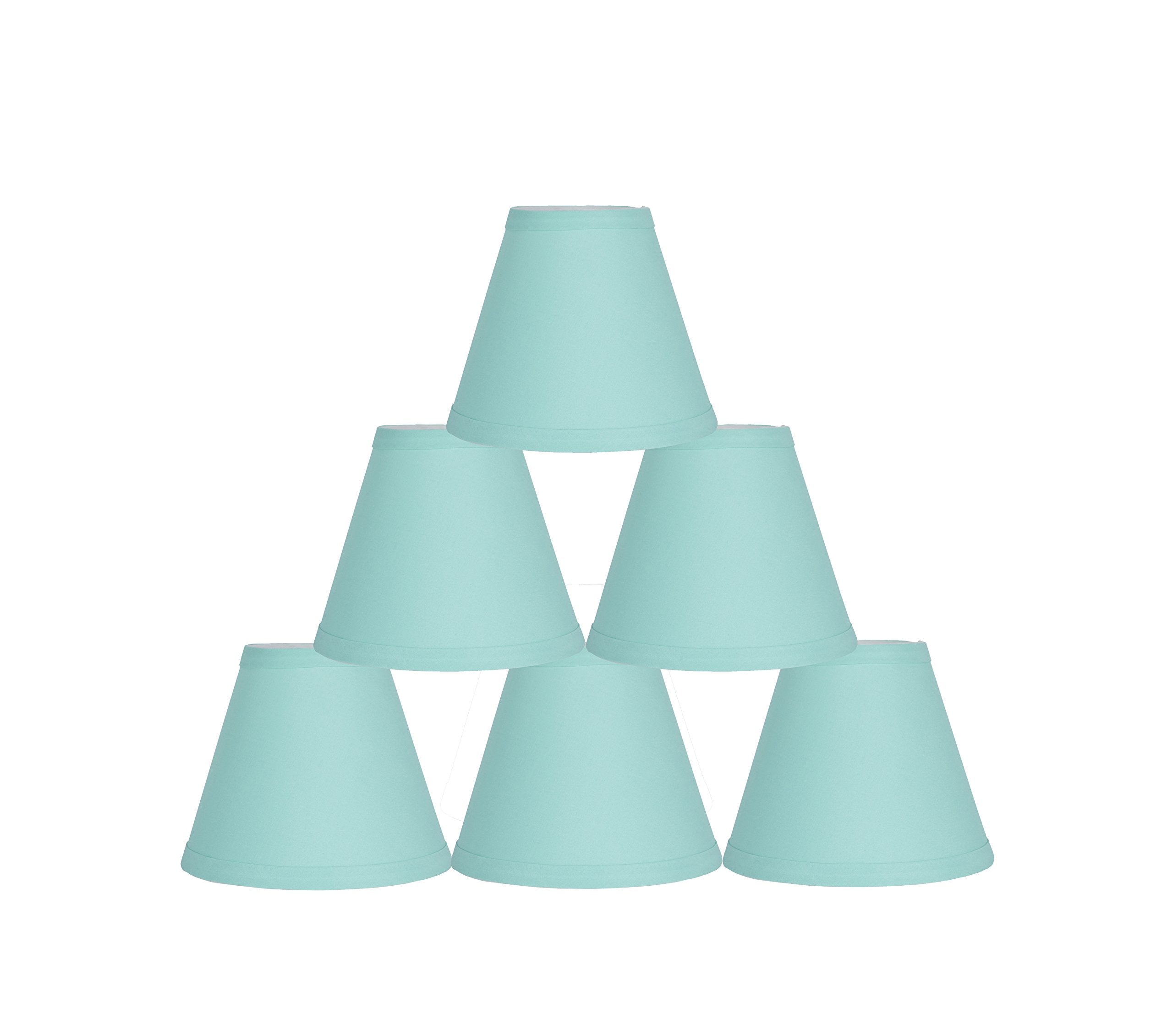 Urbanest Set Of 6 Turquoise Cotton Chandelier Lamp Shade, 3X6X5, Hardback, Clip On