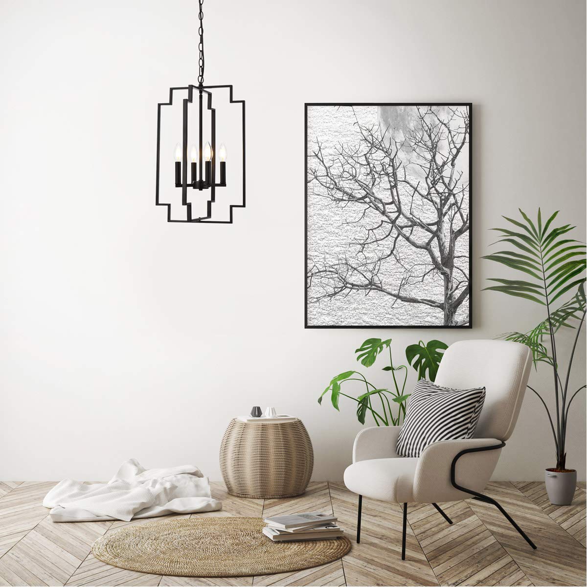 Living District Indoor Modern Home Decorative Bright Ceiling Rosenfeld 4 Lights Pendant in Black