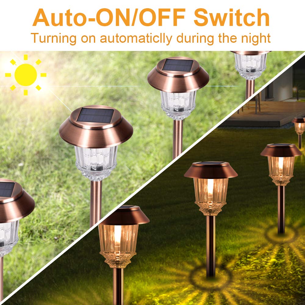 Xmcosy+ Waterproof Solar Lights - 4 Pack Dimmable Outdoor Garden Pathway Lighting (Warm White)