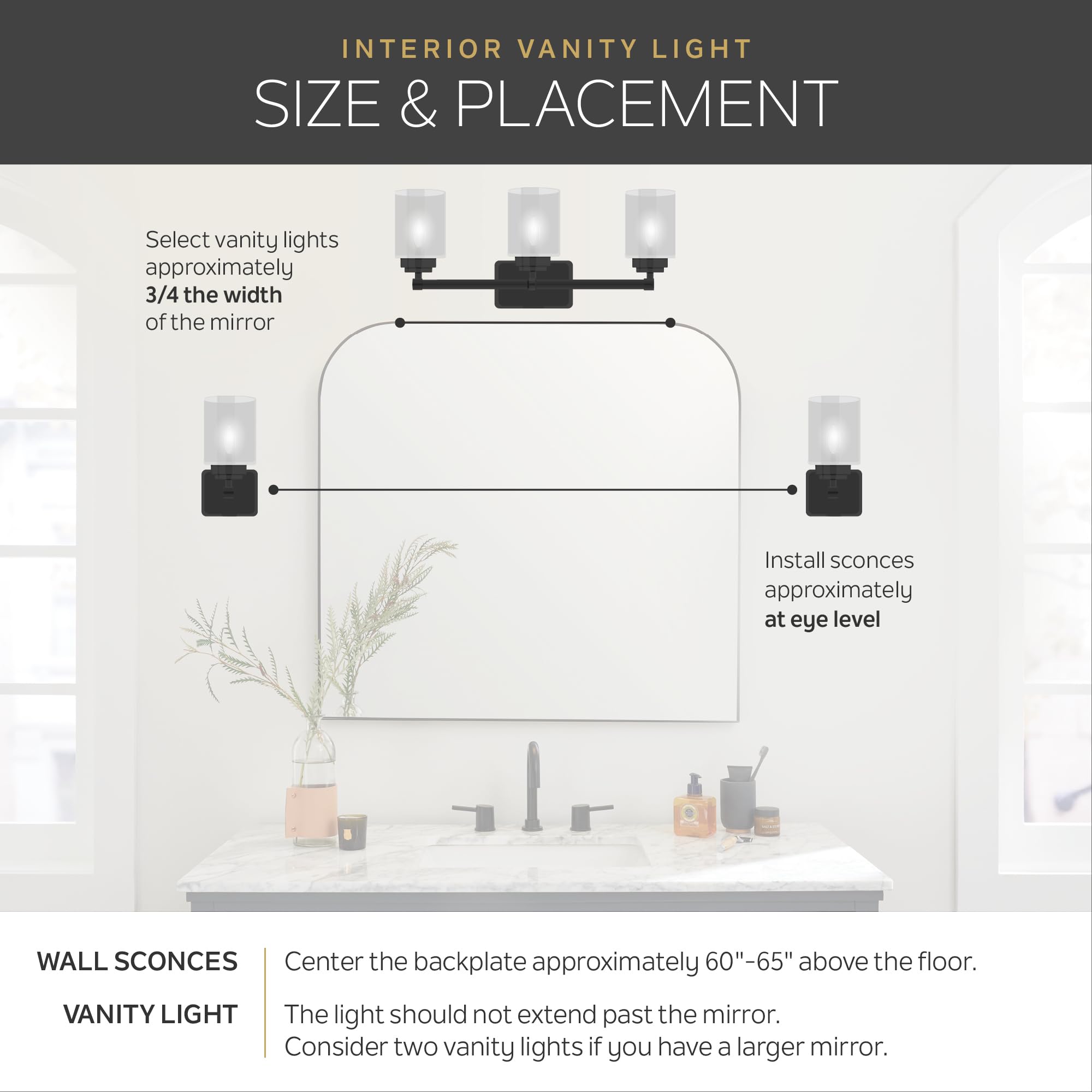 Kichler 24'' 3-Light Vanity Bath Light In Brushed Nickel, Modern Bathroom Light With Clear Satin Etched Glass, (24'' W X 8'' H),