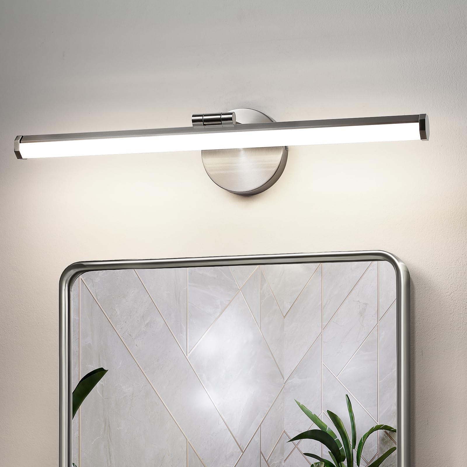 Kaisite 22" Brushed Nickel Led Bathroom Light Fixture, Dimmable, Rotatable, Modern Design