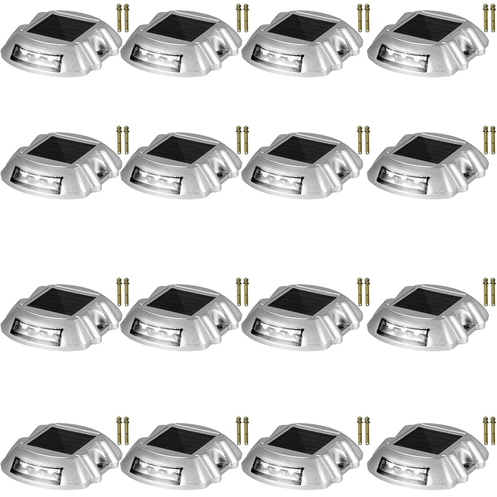 VEVOR Driveway Lights 16-Pack Solar Driveway Lights White with Screw Solar Deck Lights Outdoor Waterproof Wireless Dock Lights 6
