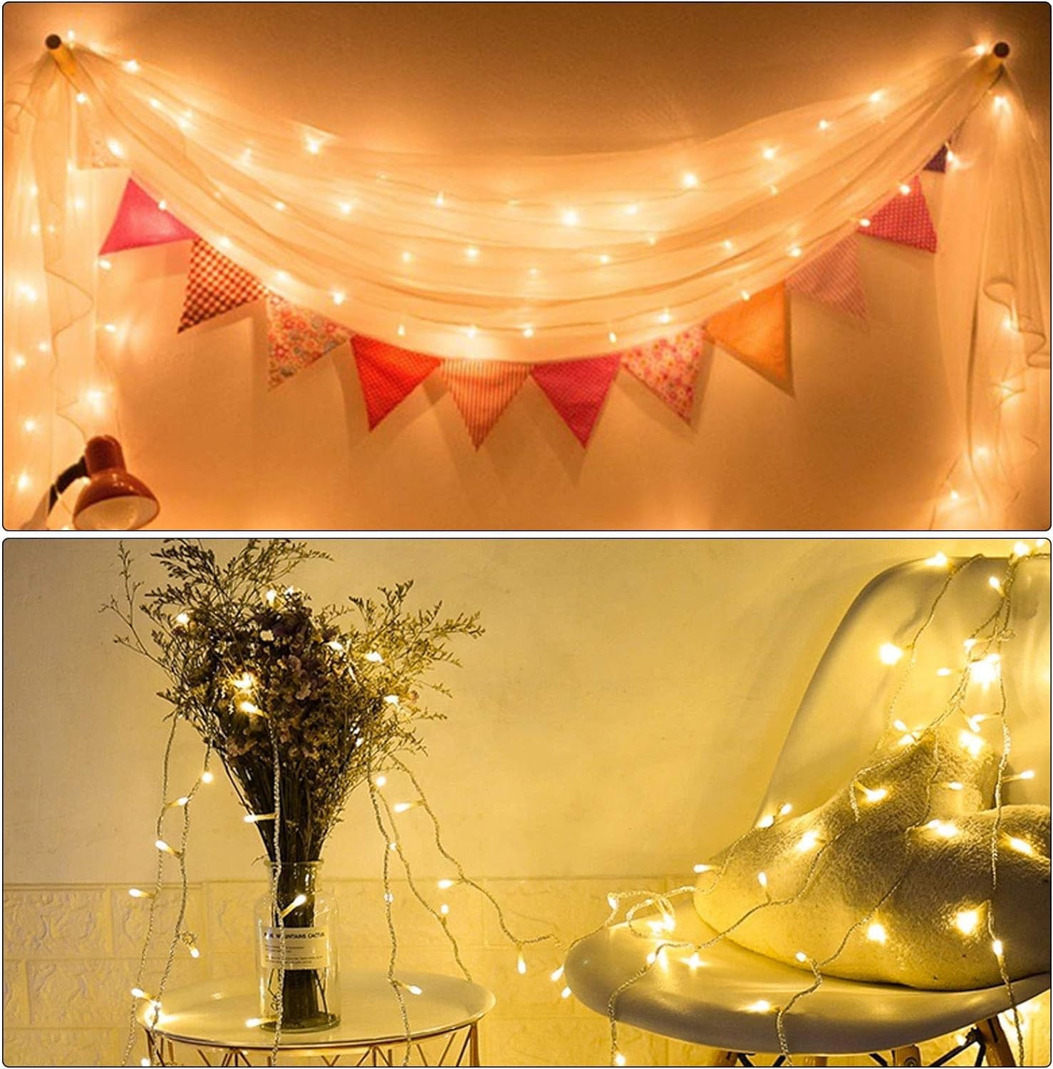 Illuminew 300 Led Warm White String Lights, 108Ft, 8 Modes For Christmas & Party Decor