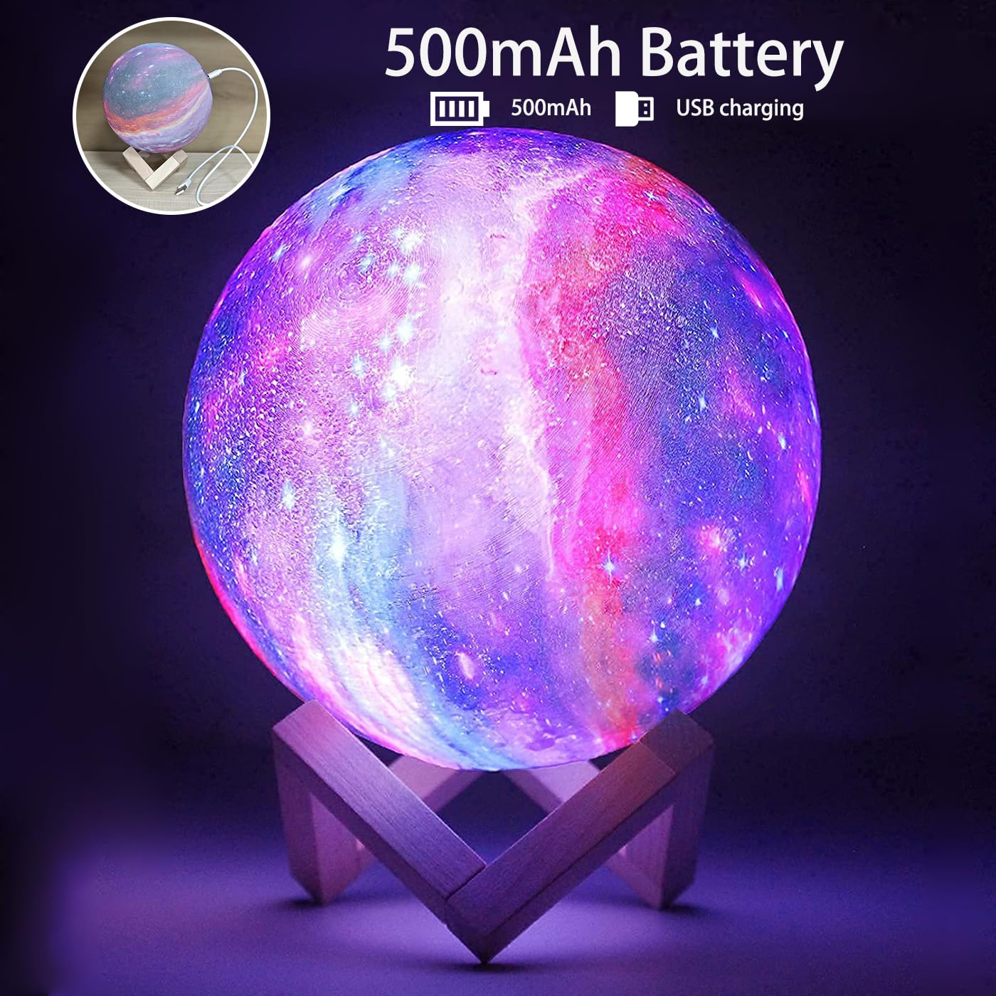 NSL Lighting Moon Lamp Galaxy Lamp 5.9 inch 16 Colors LED 3D Moon Light, Remote & Touch Control Lava Lamp Moon Night Light Gifts