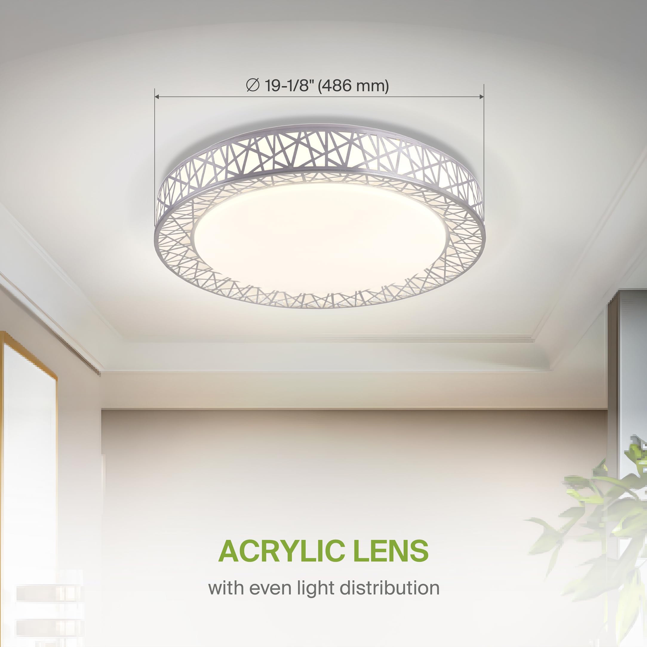 Asd 20 Inch Led Flush Mount Ceiling Light - Brushed Nickel Modern Ceiling Light Fixture 42W 2474Lm, 2700-5000K Adjustable Dimmab