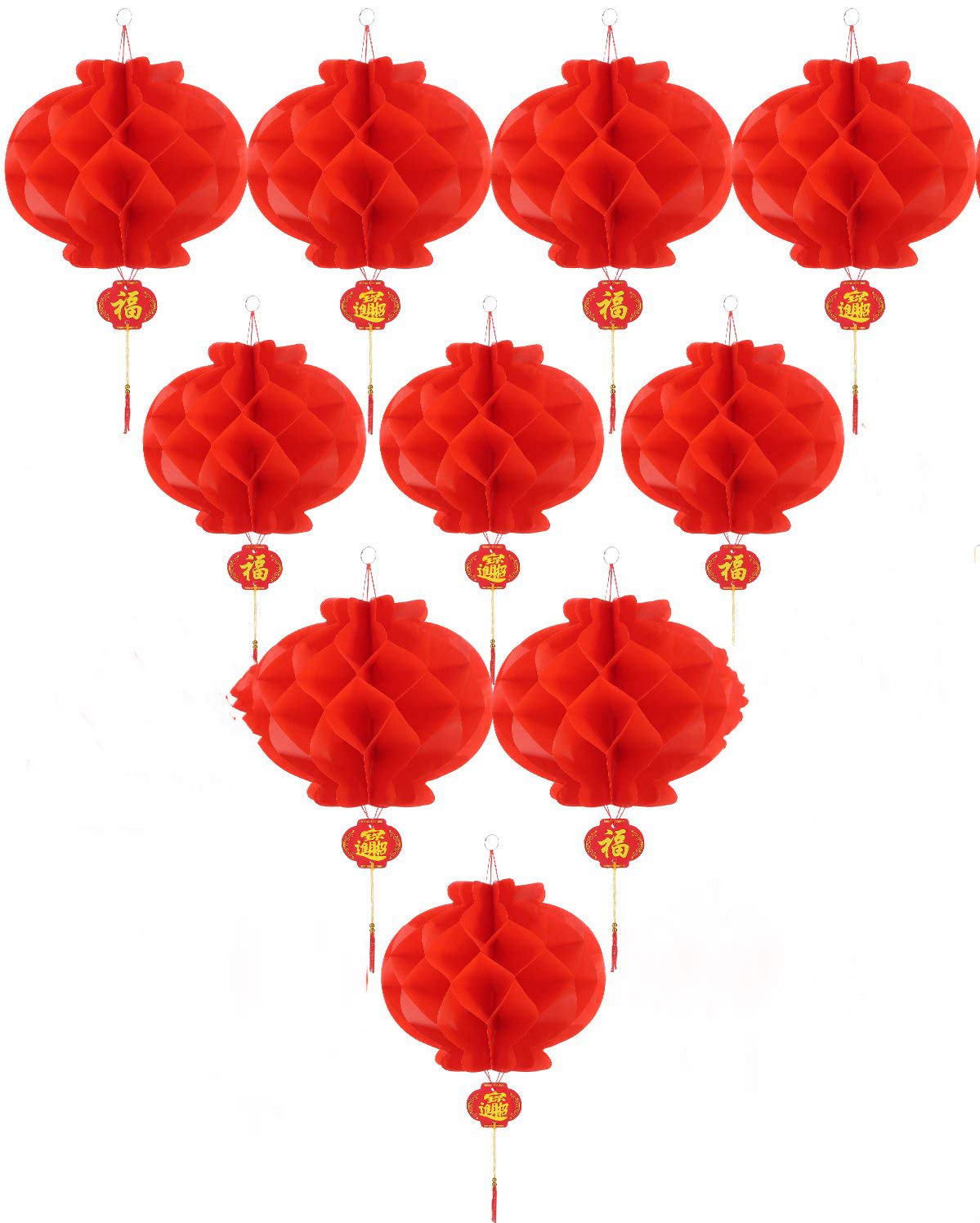 Asian Home 14&quot; Red Paper Lanterns - 10 Pack For Chinese New Year, Weddings, And Celebrations