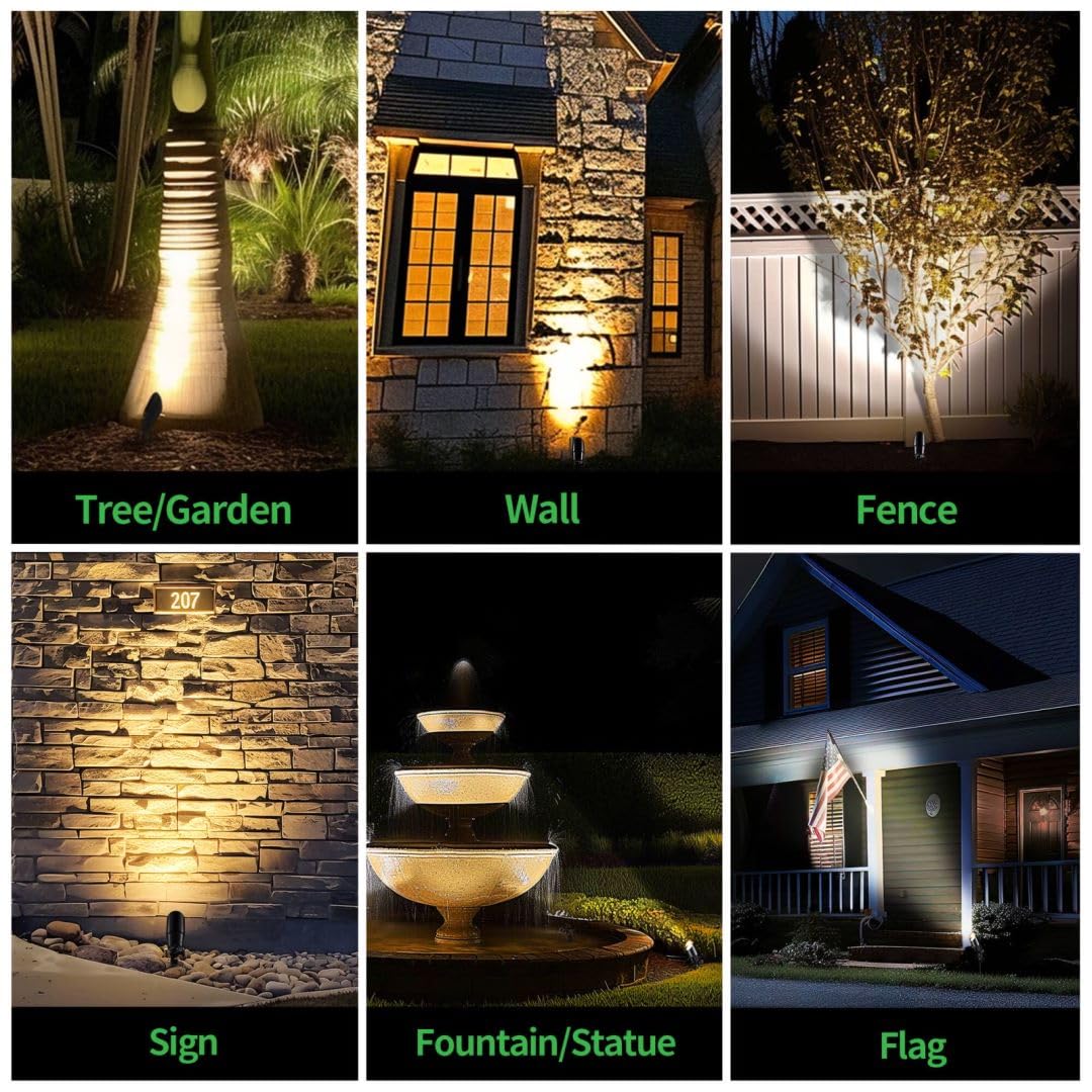 Varmtalys Black Outdoor Spotlights, LED Low Voltage Aluminum Landscape Lights, 5W MR16 Bulb, 8 Pack, IP65 Waterproof, Model AL2101