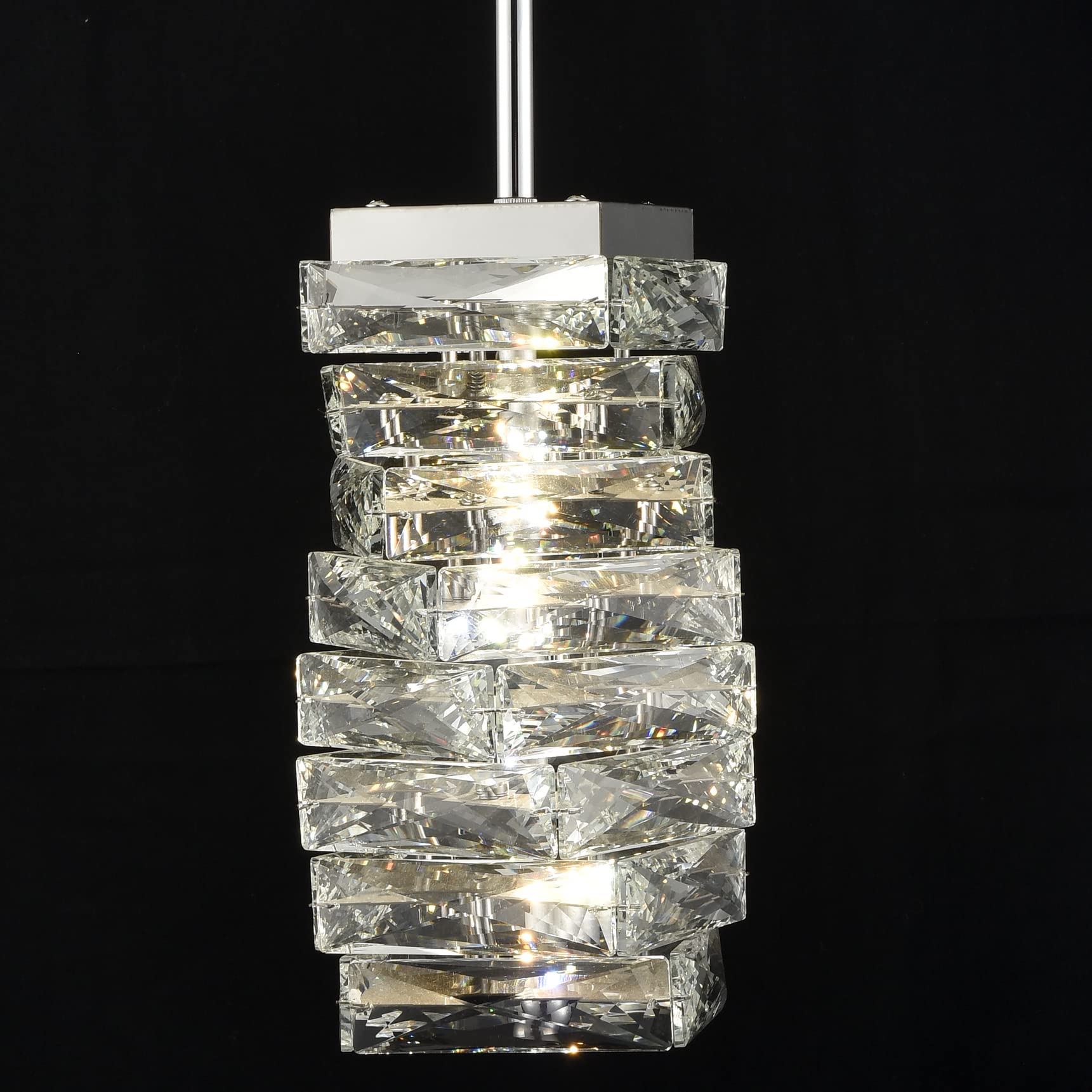 JEENKAE Modern Crystal Pendant Light Bathroom LED Chrome Mini Pendant Lights Kitchen Island  8W  4000K  NOT Dimmable