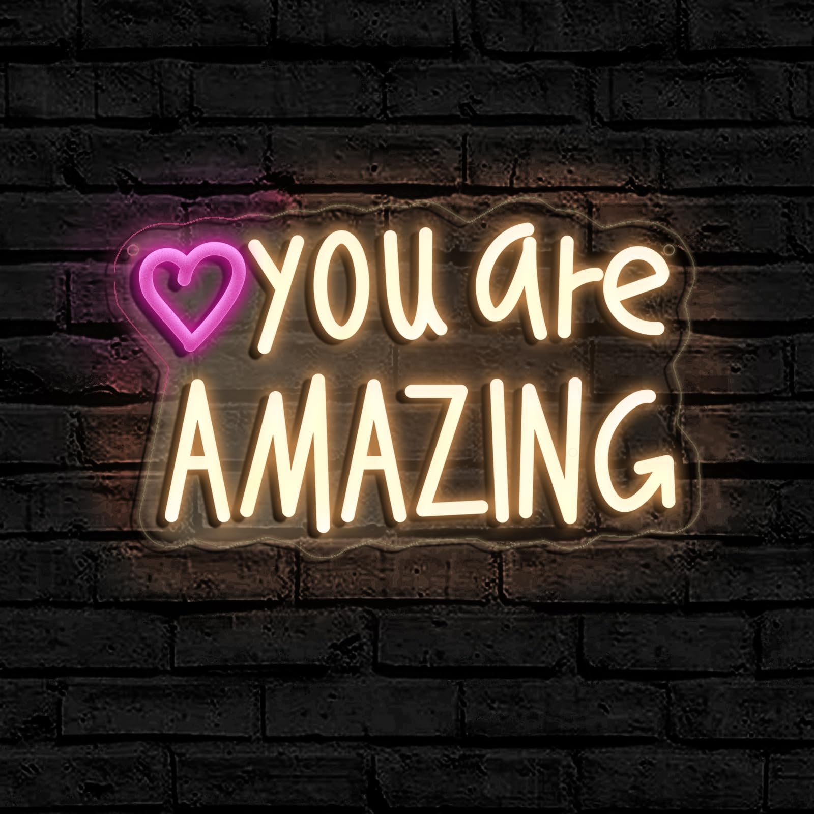 Ao Yee ZGL Neon Sign Wall Decor, Dimmable USB LED Light, 8.4x13.7 inches, Pink, Amazing Heart for Bedroom, Nursery, Party