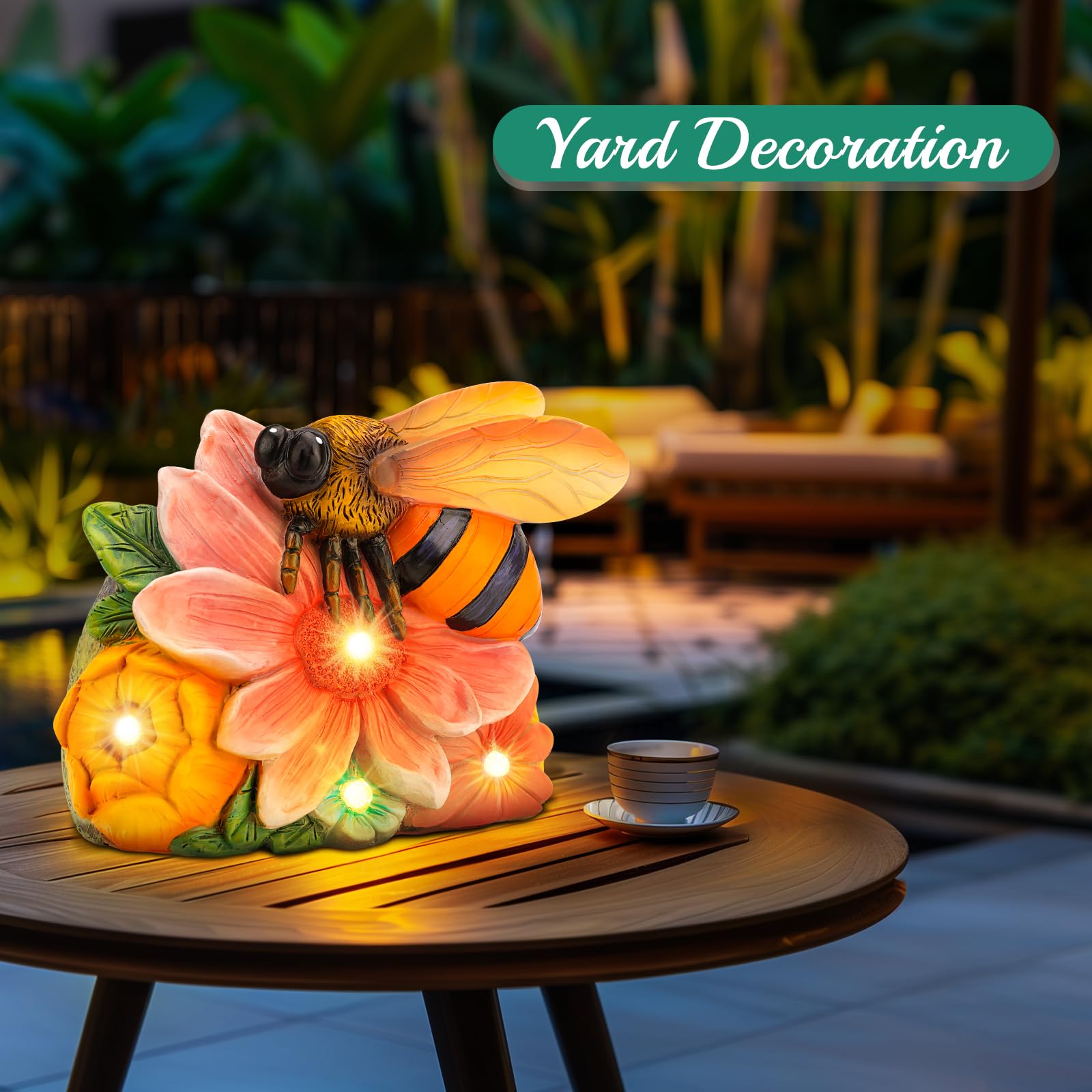 Linkax Mothers Day Mom Gifts For Mother Wife Daughter, Solar Bee Lights Garden Decor, Outdoor Solar Honey Figurine For Outside P