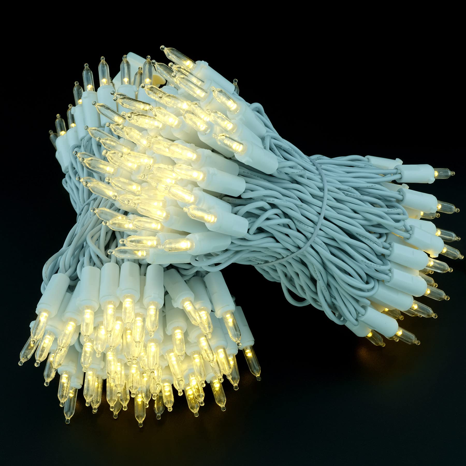 Yuletime 200 Count Warm White Led Christmas Lights, 66 Feet White Wire Ul Certified Commercial Grade Holiday String Light Set (Warm White)